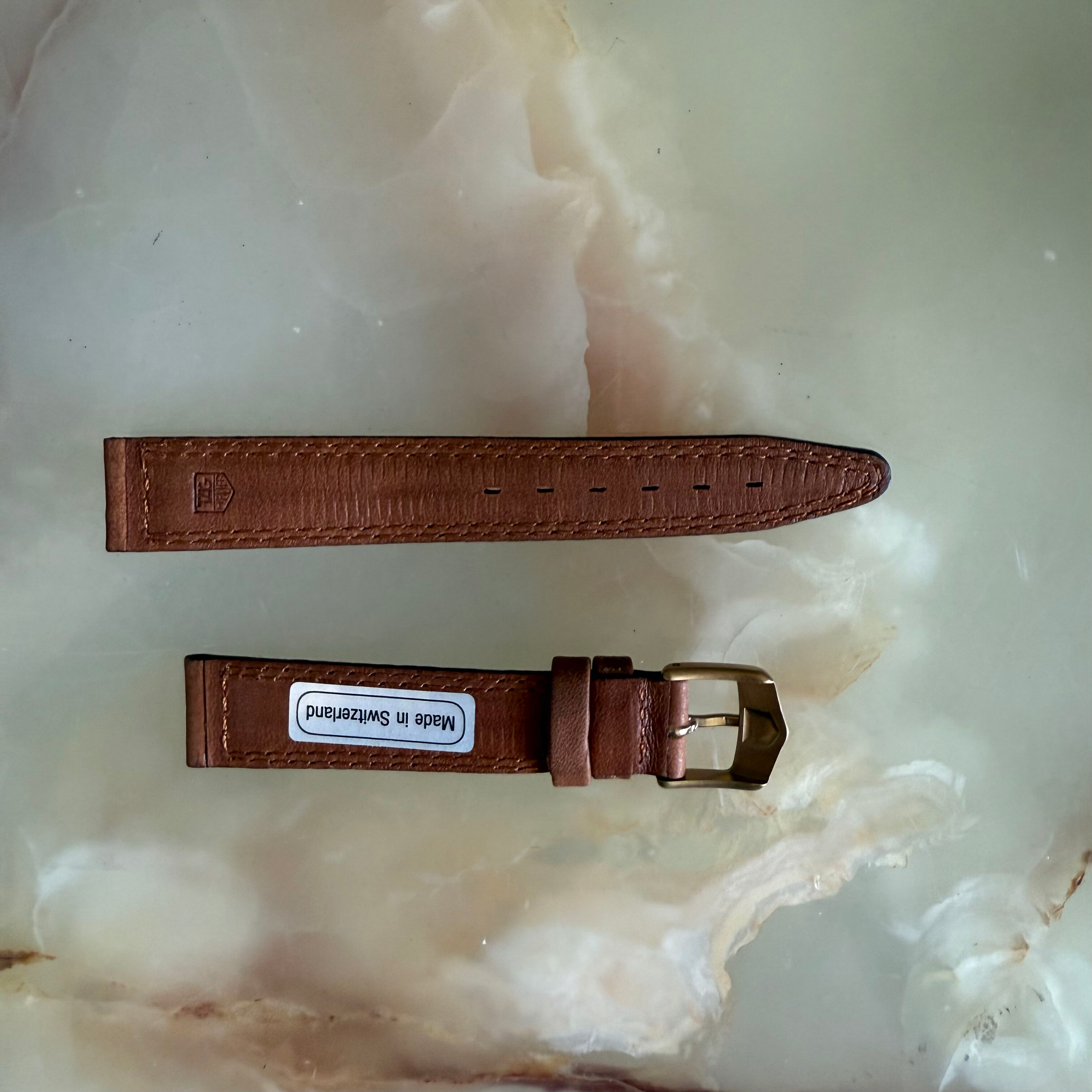 Authentic TAGHeuer Brown Leather Watch Strap Band 15mm with Buckle