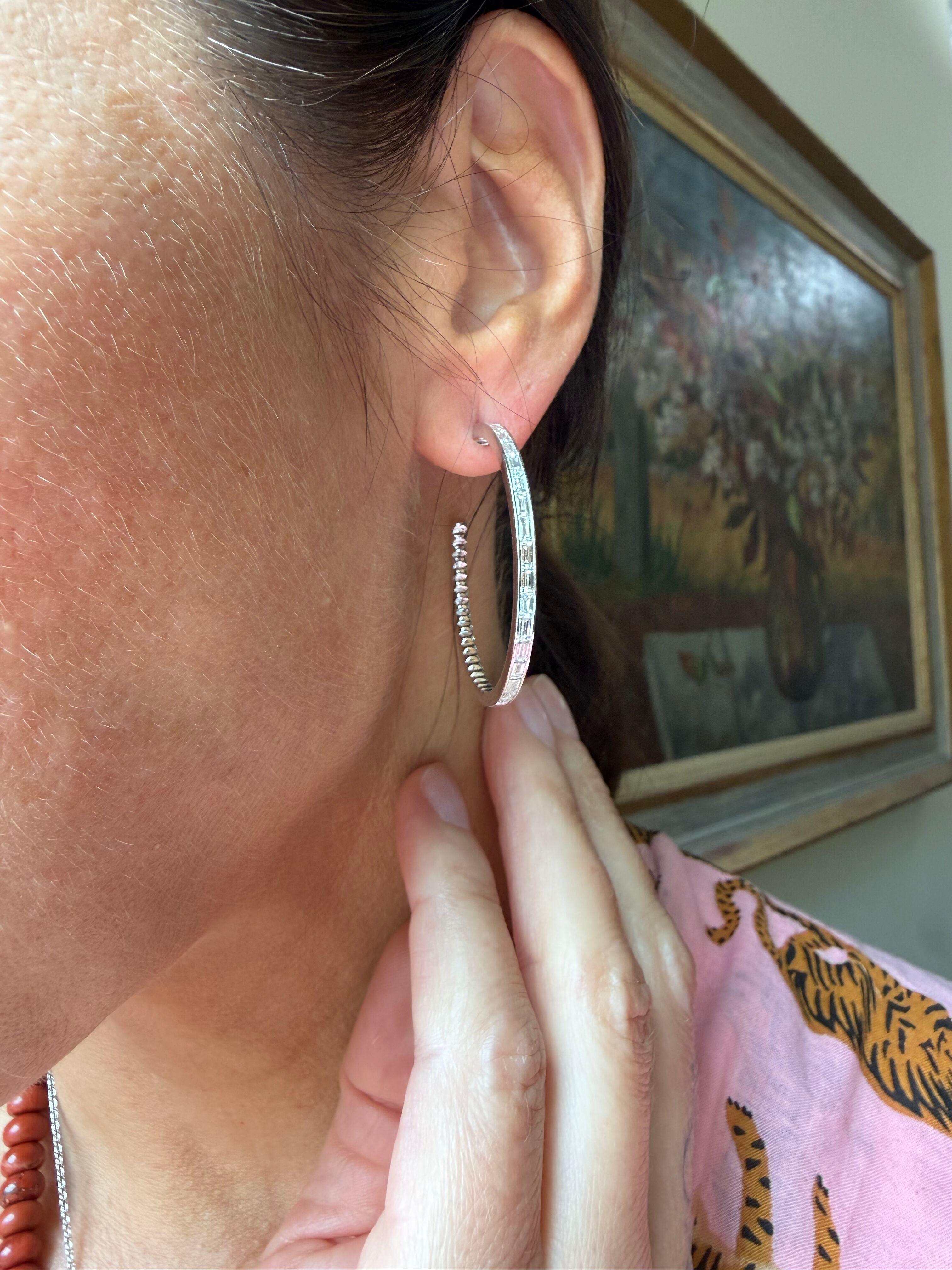 Marli 18k White Gold Diamond Hoop Earrings