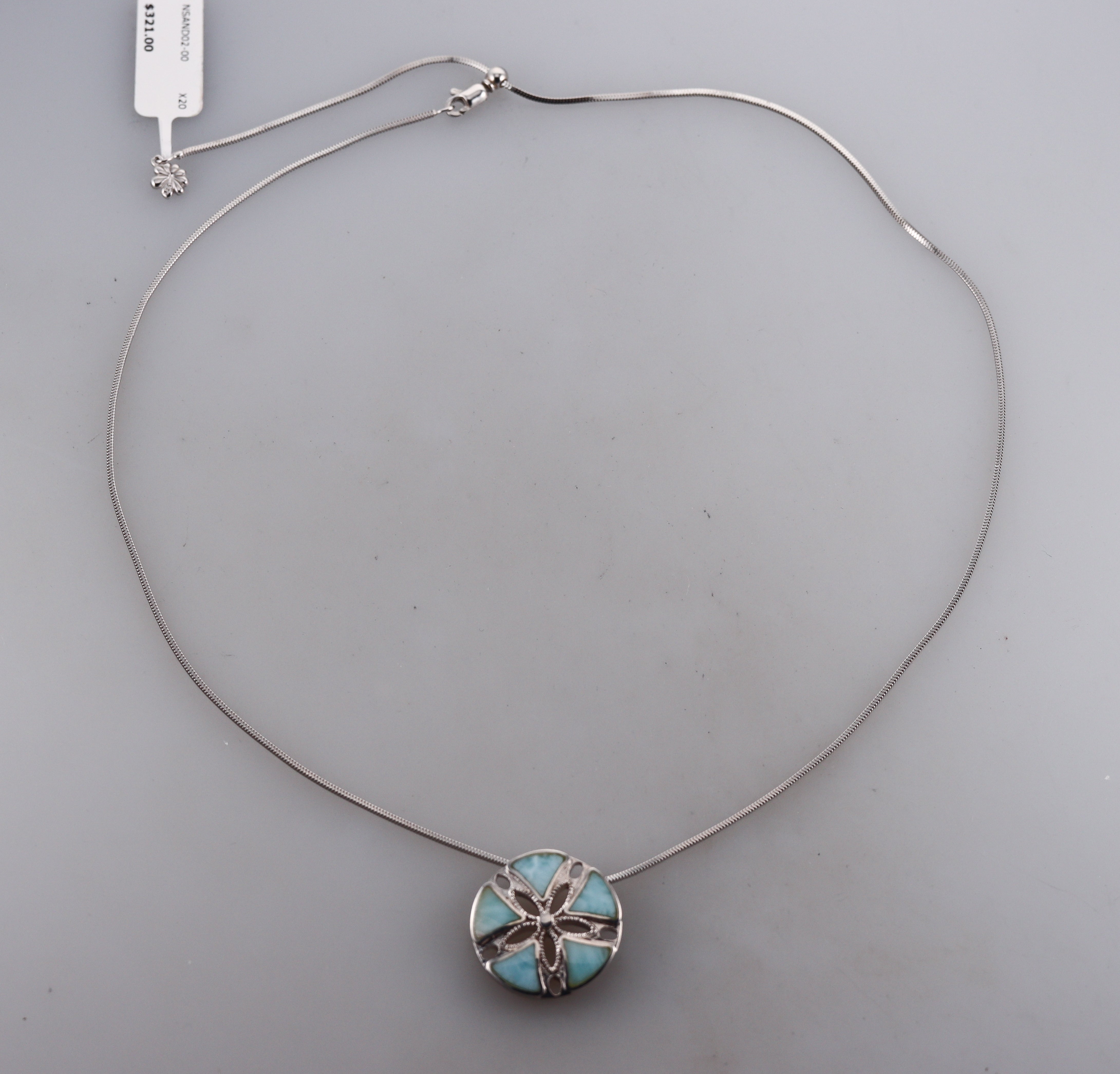 MarahLago Sterling Silver Larimar Snowflake Pendant Necklace Retail $321