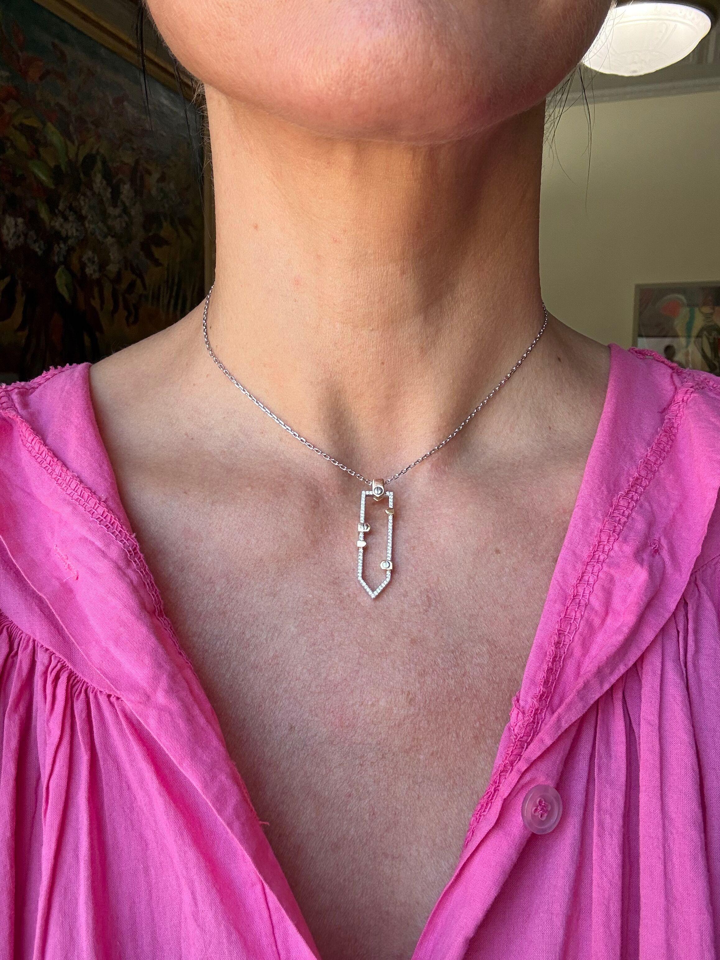 Marli 18k White Yellow Gold Diamond Pendant Necklace
