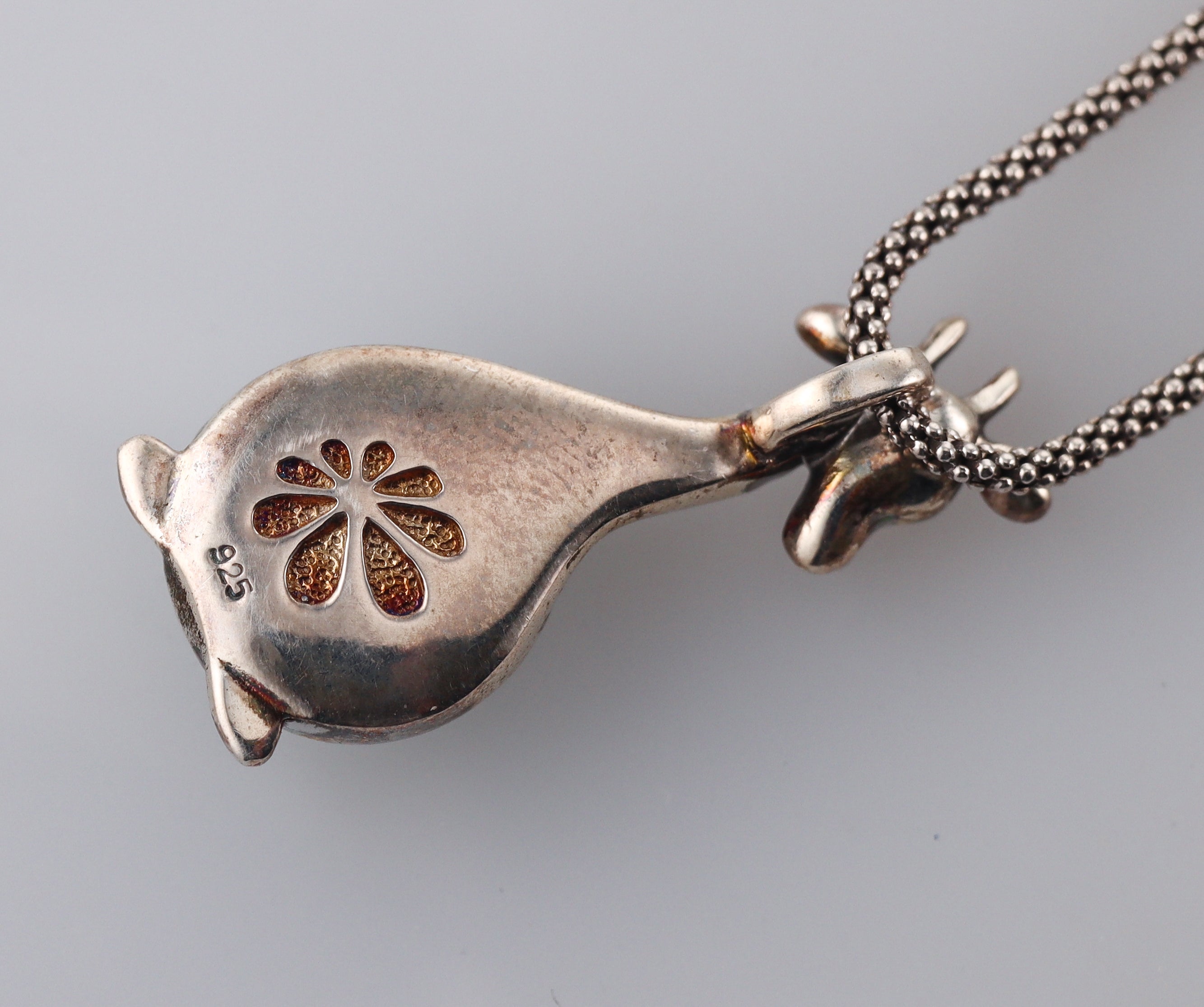 MarahLago Sterling Silver Larimar Giraffe Pendant Necklace Retail $258