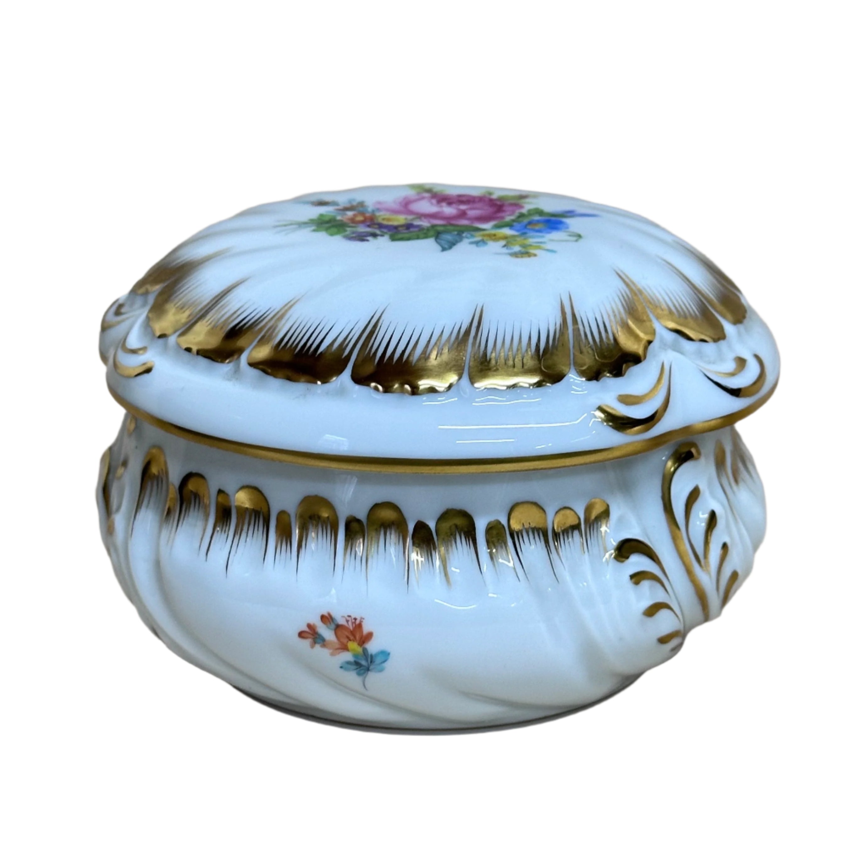 Herend Saxonian Boquet Bon Bon Round Box & Lid 6035-0-00/BS