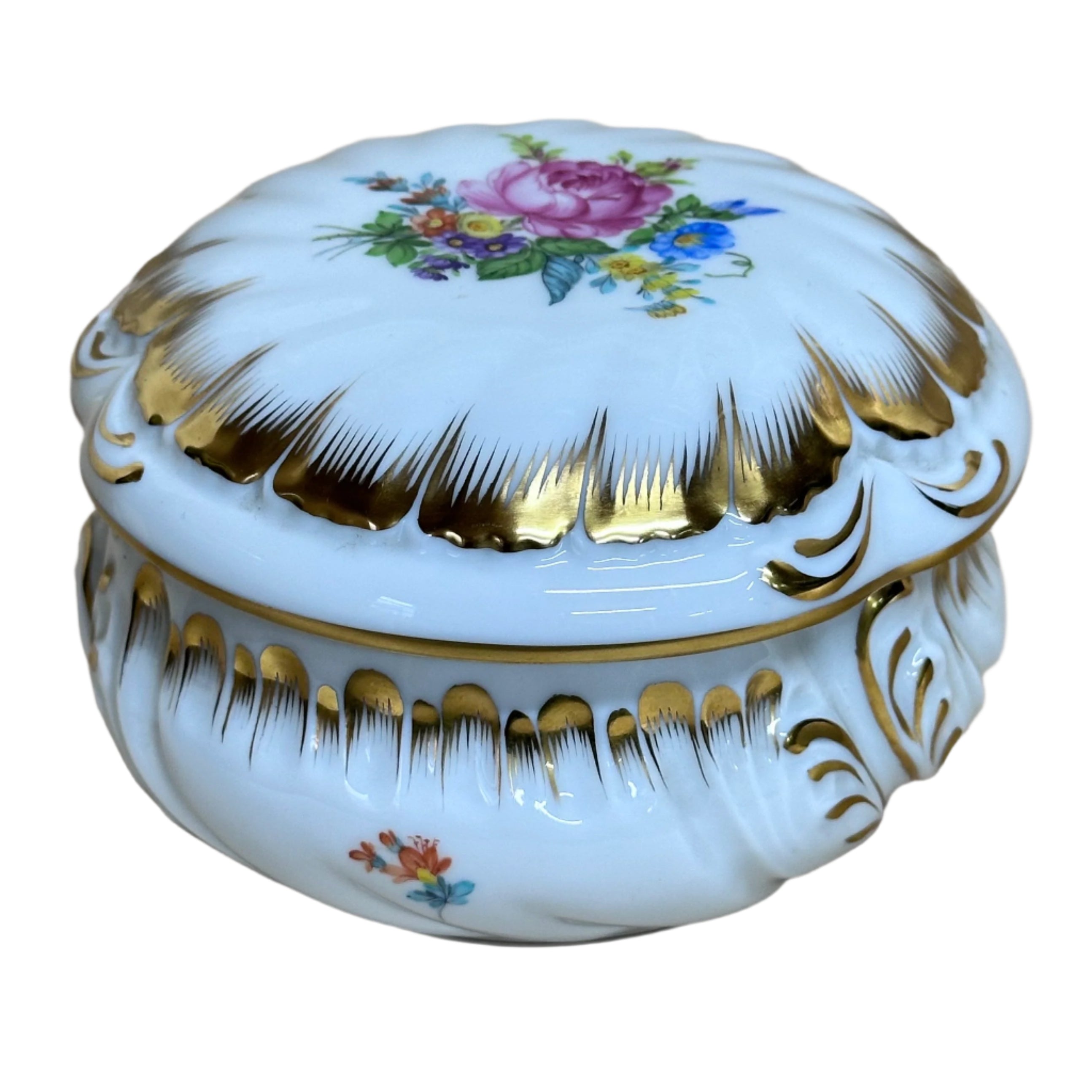 Herend Saxonian Boquet Bon Bon Round Box & Lid 6035-0-00/BS