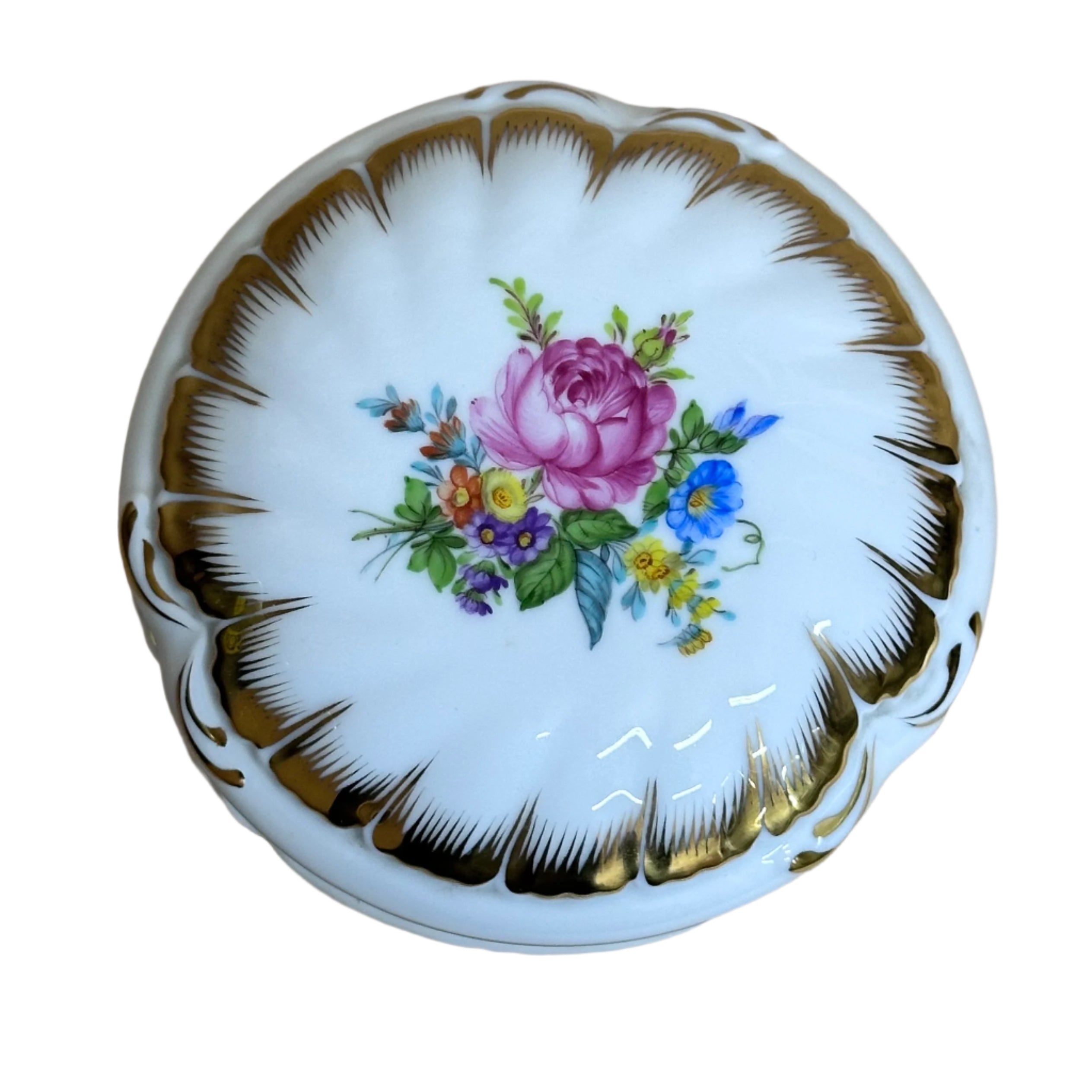 Herend Saxonian Boquet Bon Bon Round Box & Lid 6035-0-00/BS