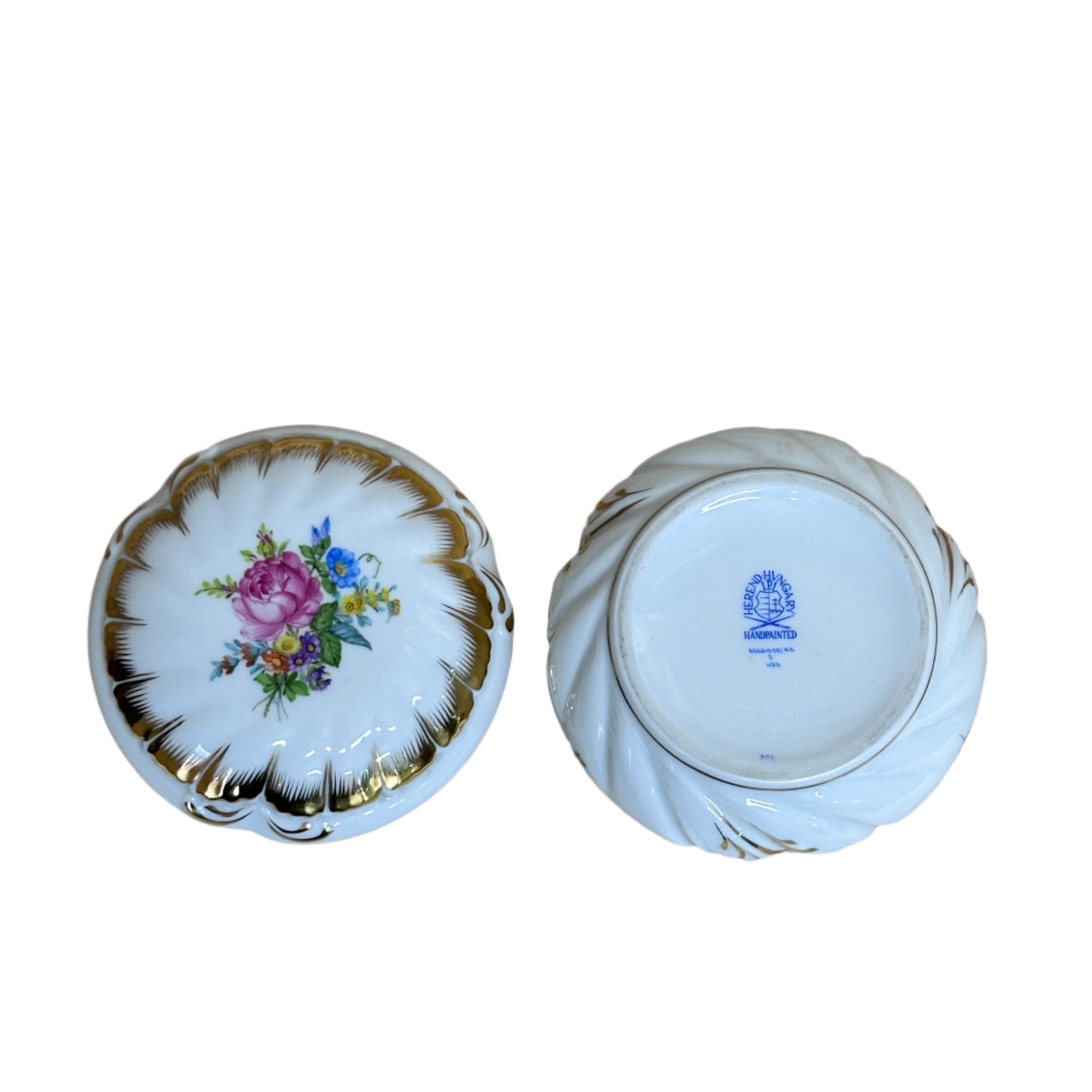 Herend Saxonian Boquet Bon Bon Round Box & Lid 6035-0-00/BS