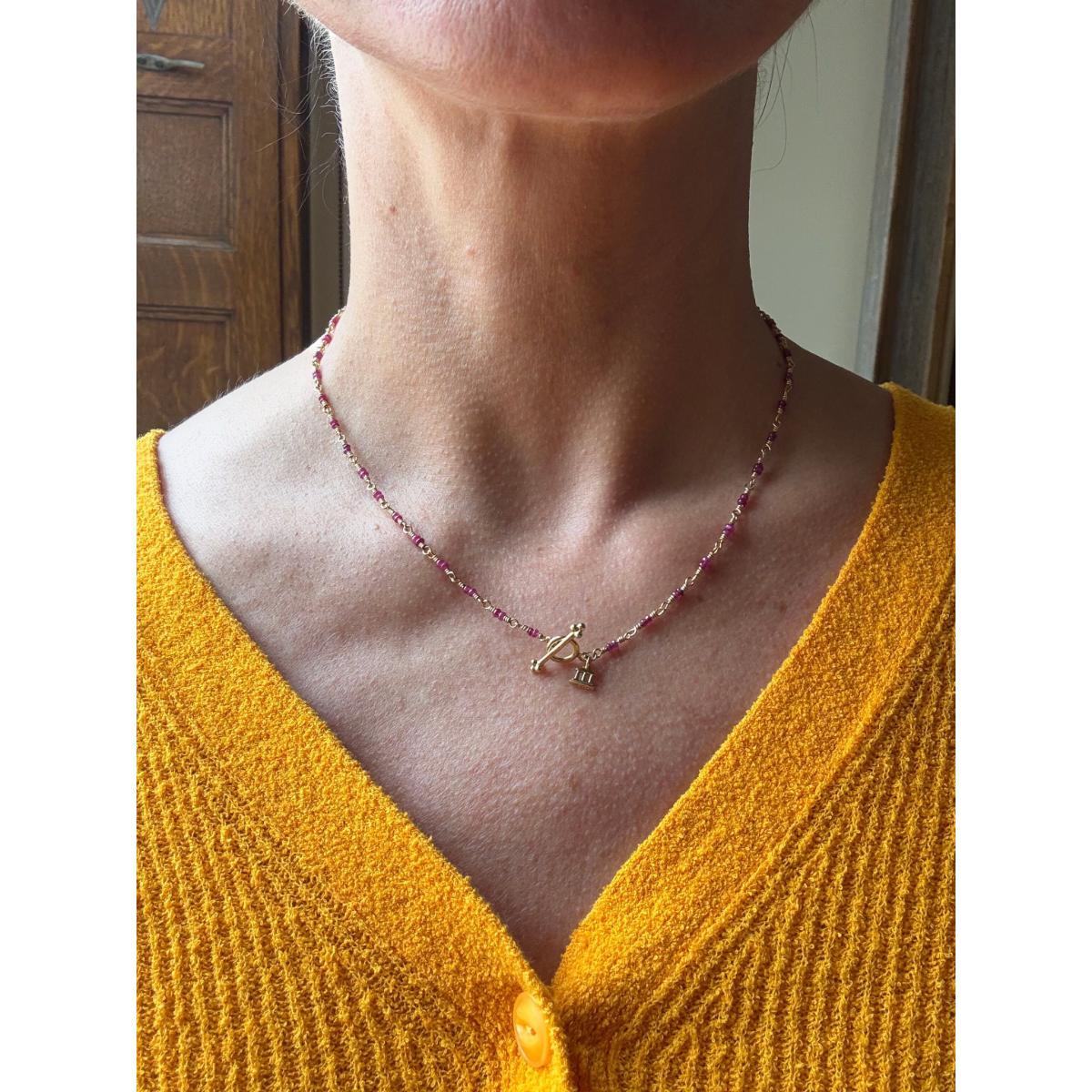 Temple St. Clair 18k Gold Ruby Toggle Necklace