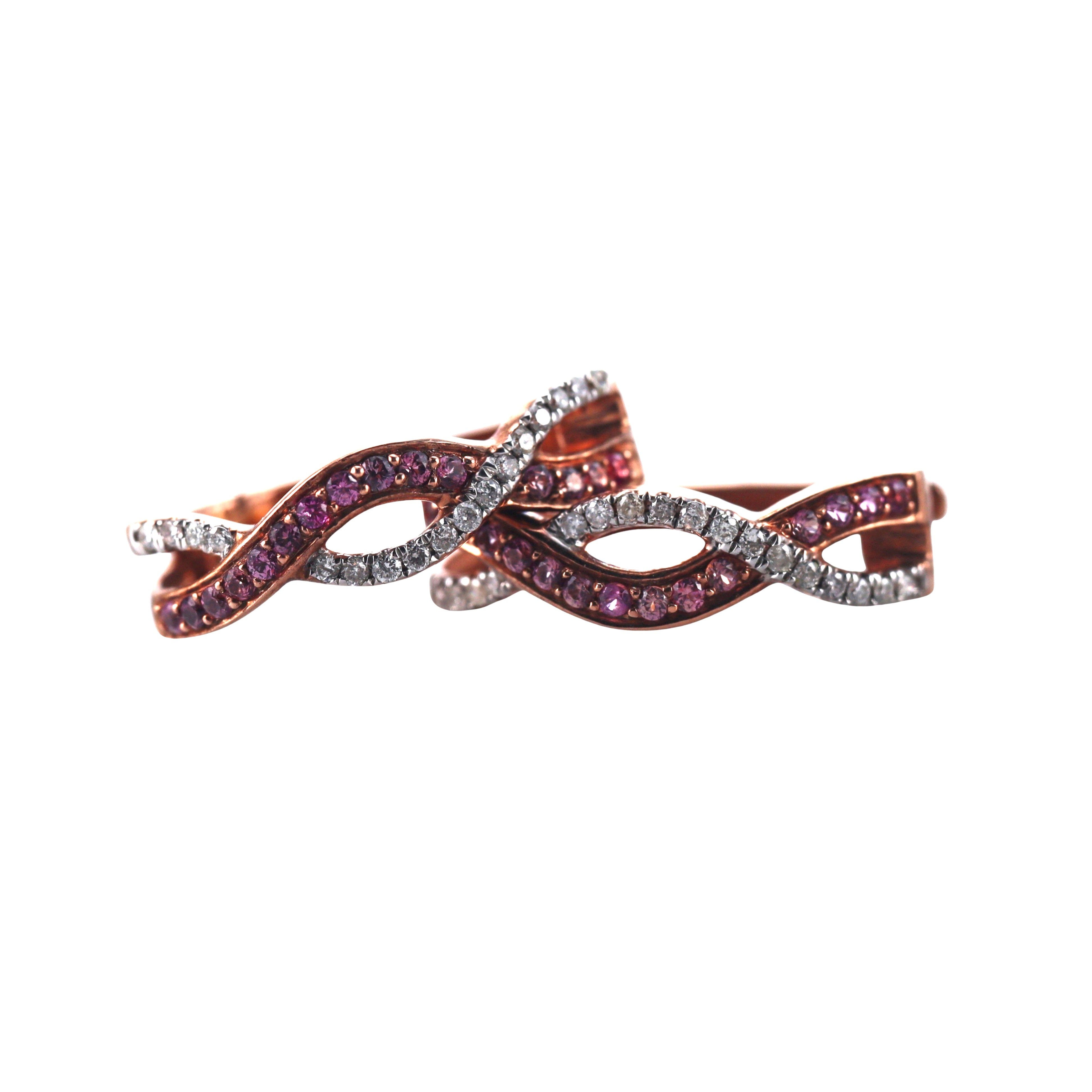 Kallati Rose Gold Diamond Pink Sapphire Earrings