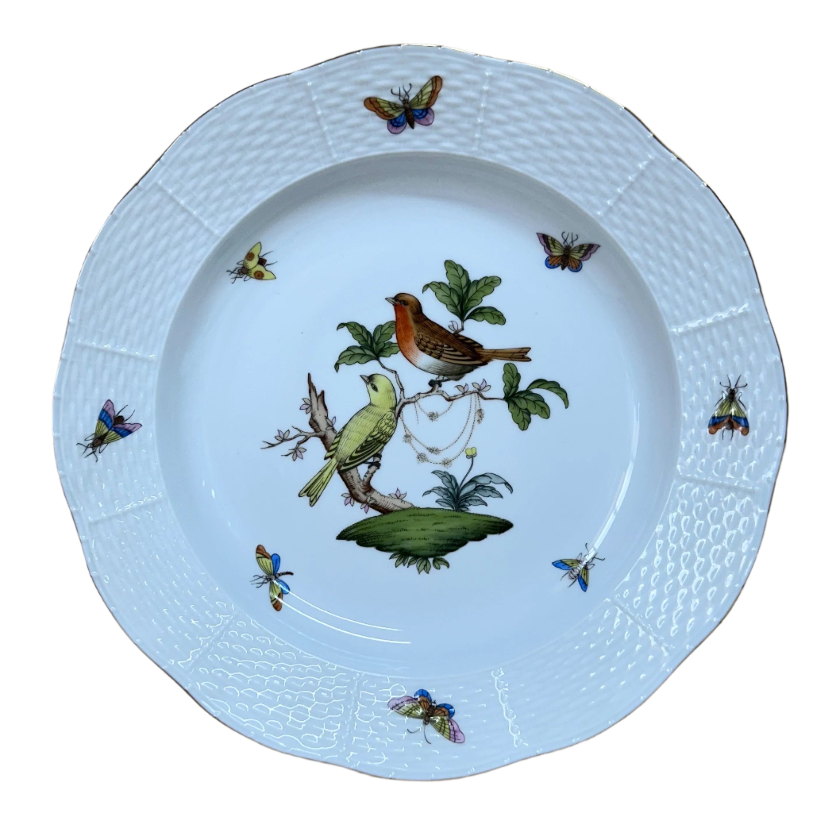 Herend Porcelain Rothschild Bird Dinner Plate Deep 525-0-00/RO-6