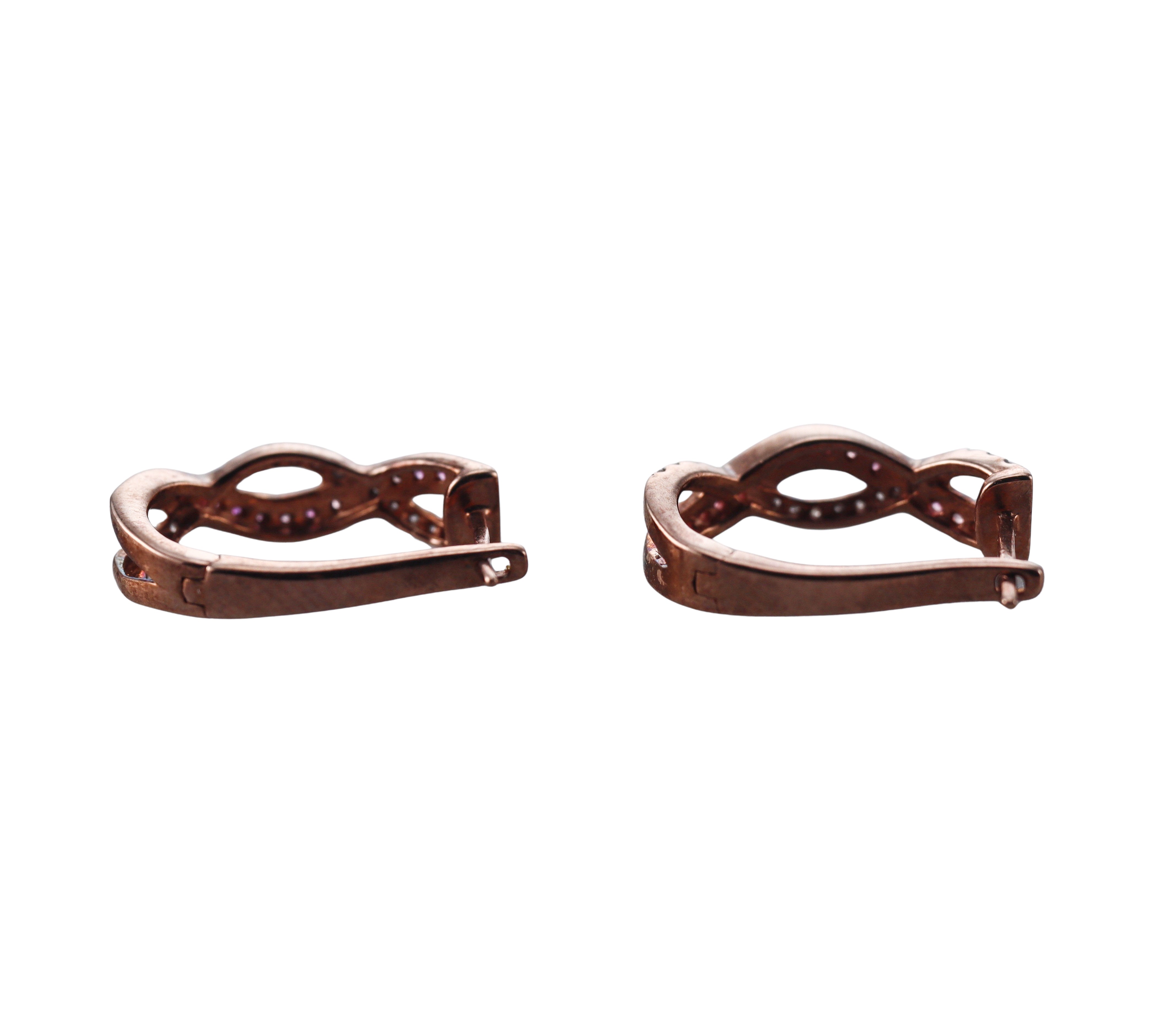 Kallati Rose Gold Diamond Pink Sapphire Earrings