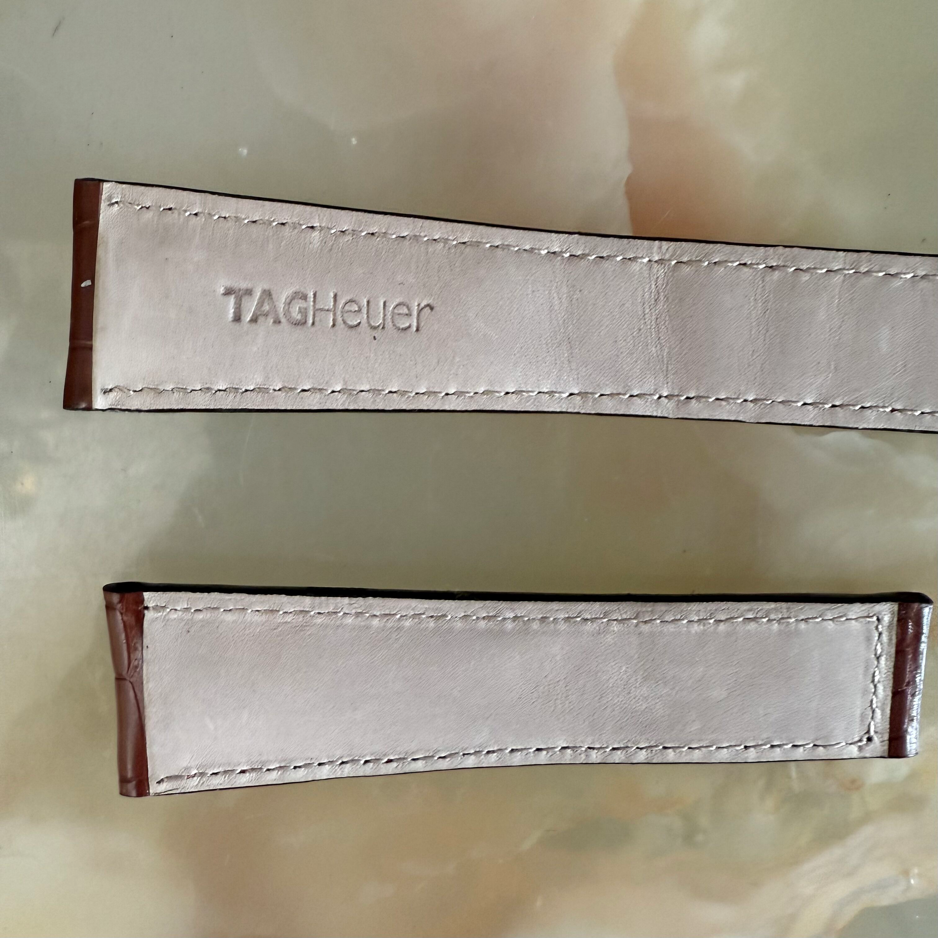Authentic TAG Heuer Monaco Brown Crocodile Watch Strap Band 22mm FC6178