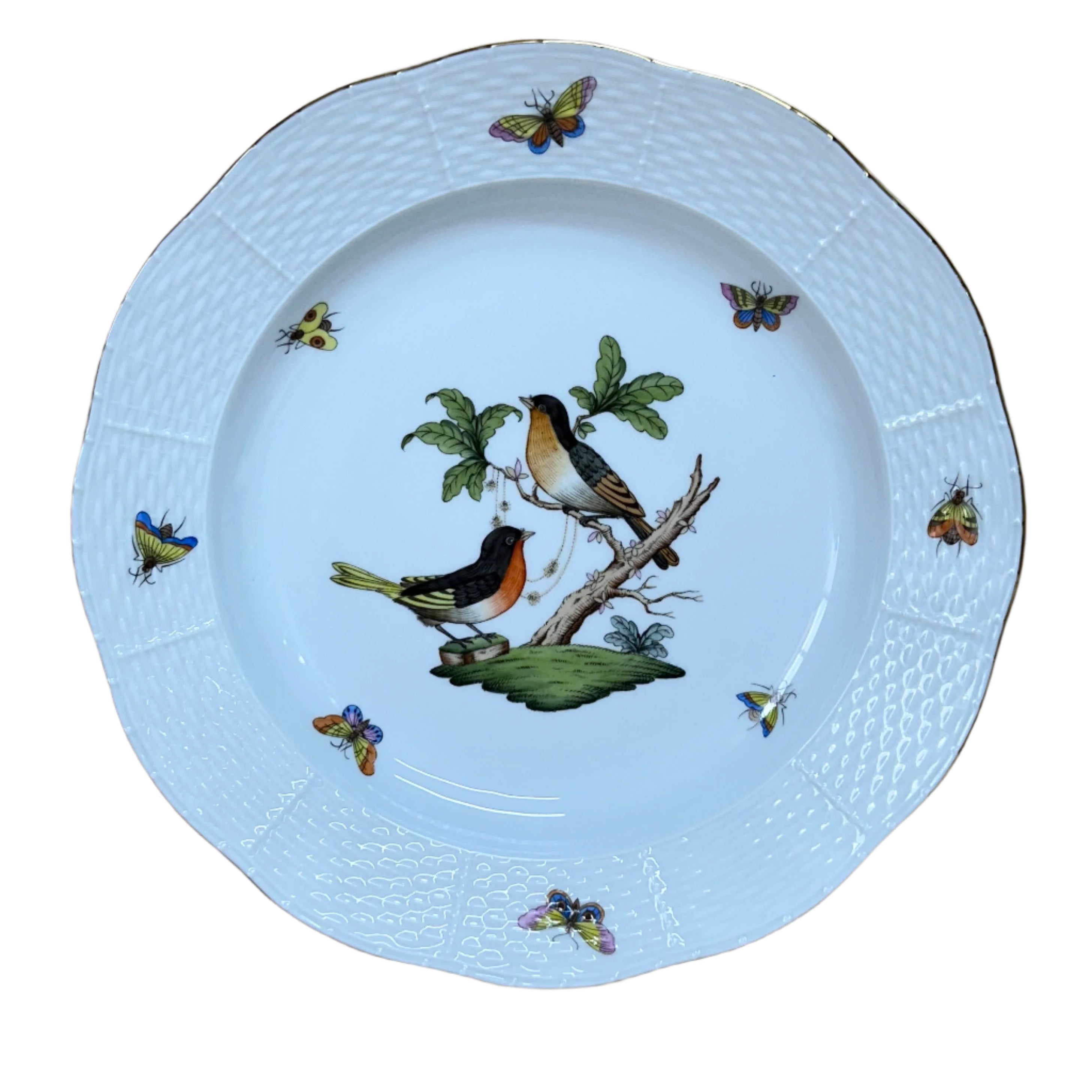 Herend Porcelain Rothschild Bird Dinner Plate Deep 525-0-00/RO-8