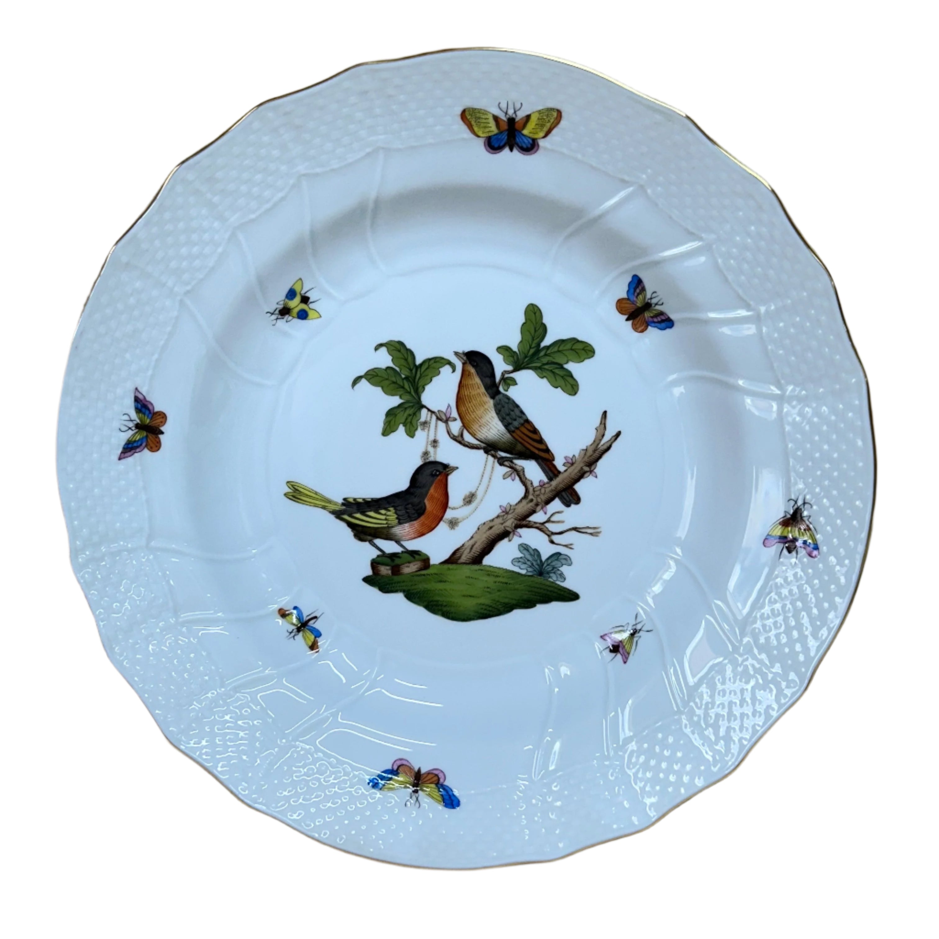 Herend Porcelain Rothschild Bird Dinner Plate 1525-0-00/RO-8