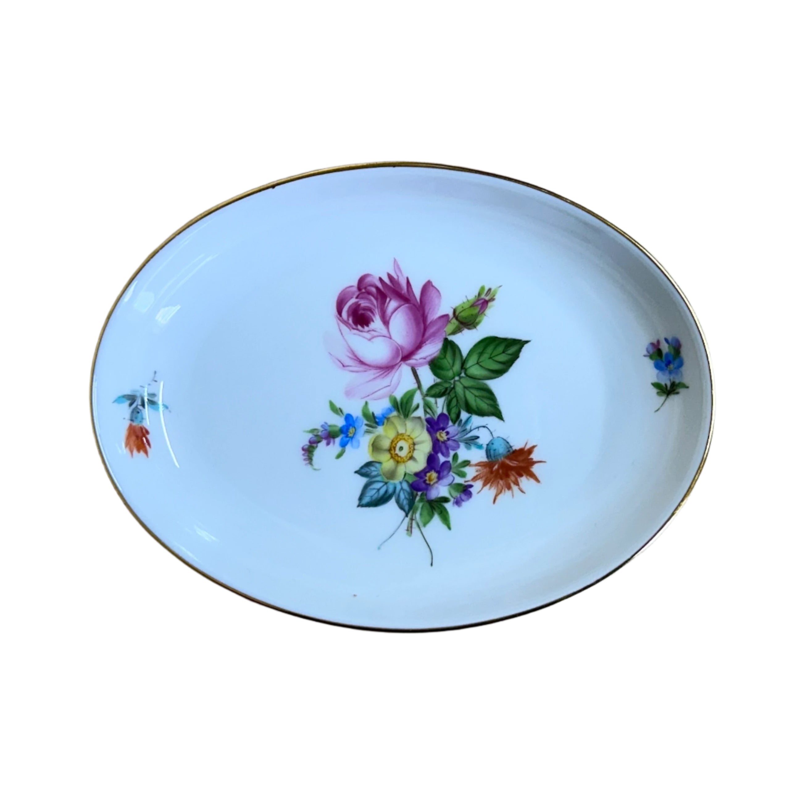 Herend Saxonian Bouquet Porcelain Oval Jewelry Trinket Tray 7780/BS
