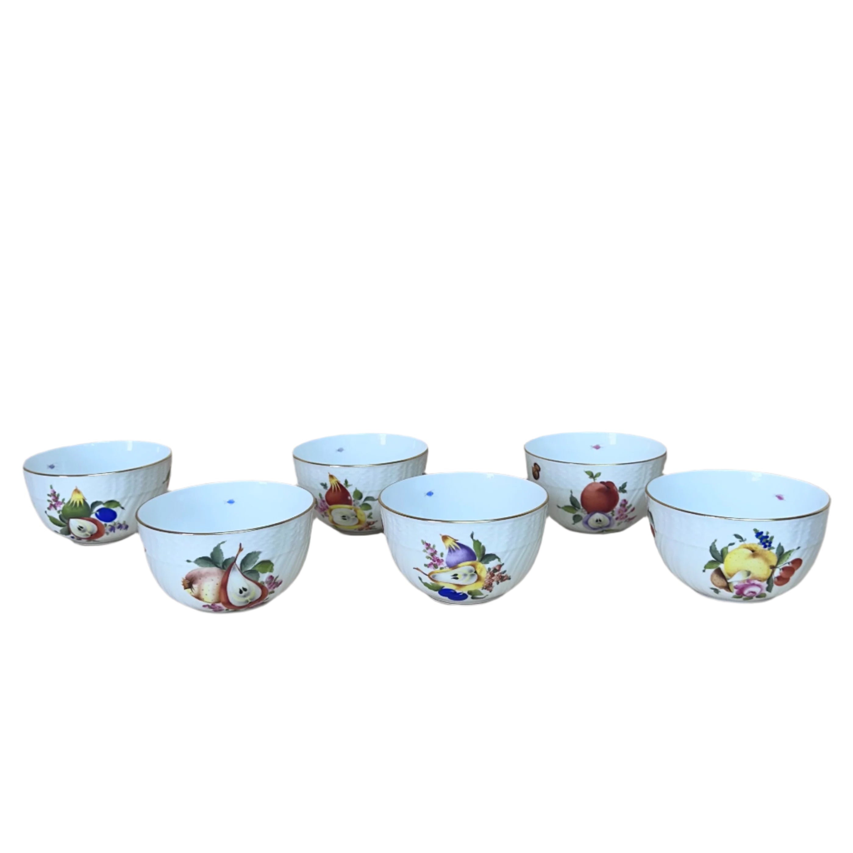 6 pc Herend Porcelain Fruits & Flowers Round Bowl 1365-0-00/BFRN