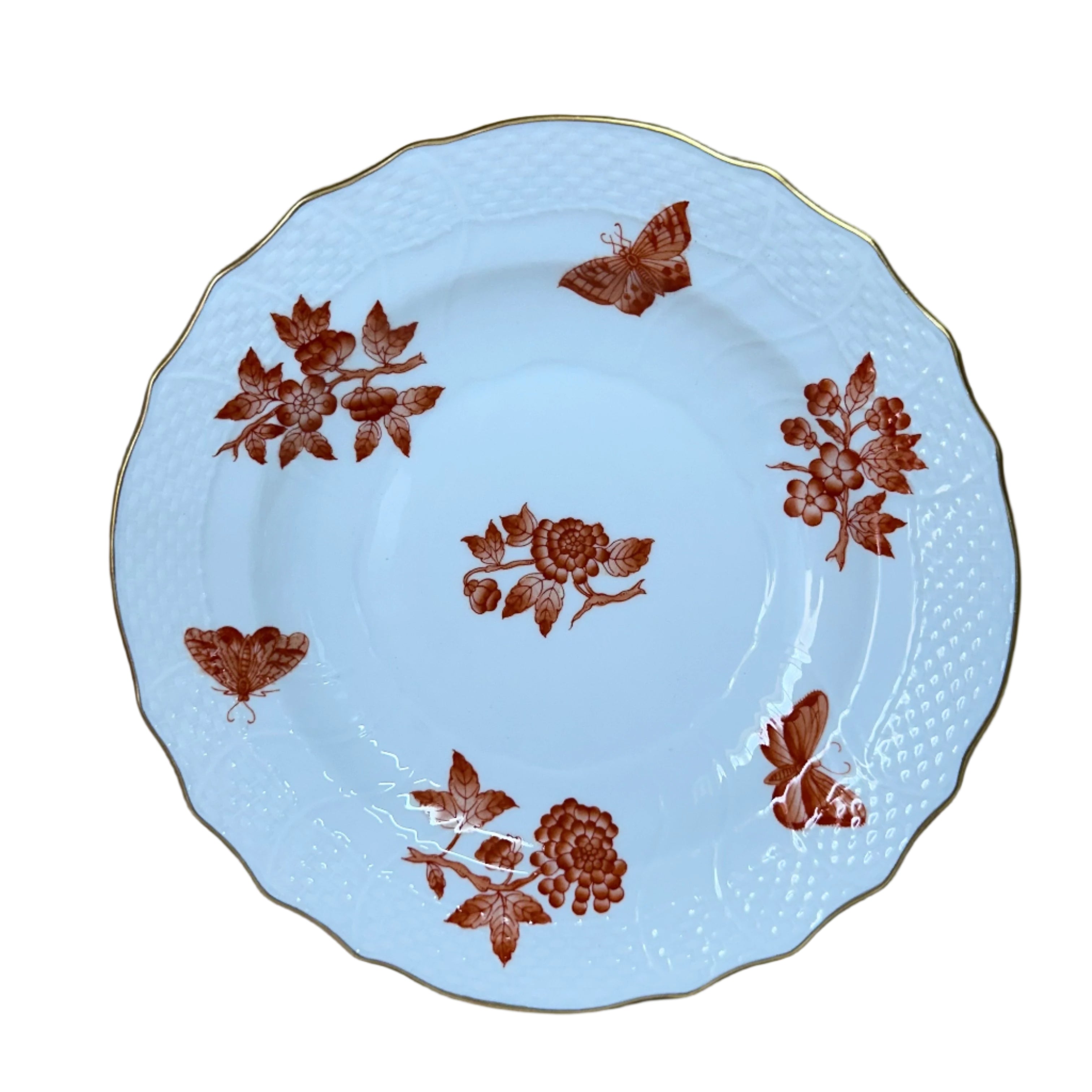 12 pc Herend Fortuna Rust Porcelain Salad Plate 1518/YAH