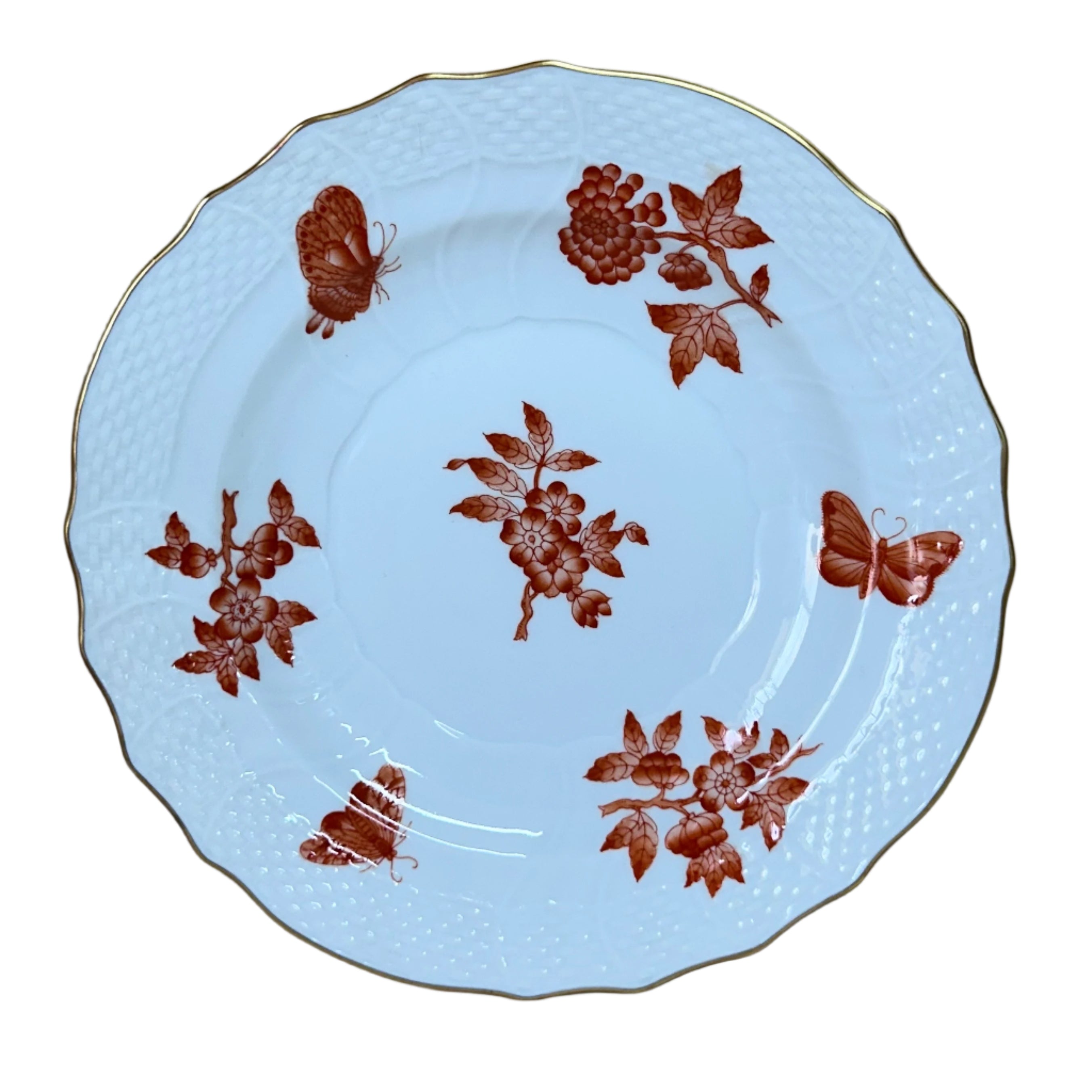 12 pc Herend Fortuna Rust Porcelain Salad Plate 1518/YAH