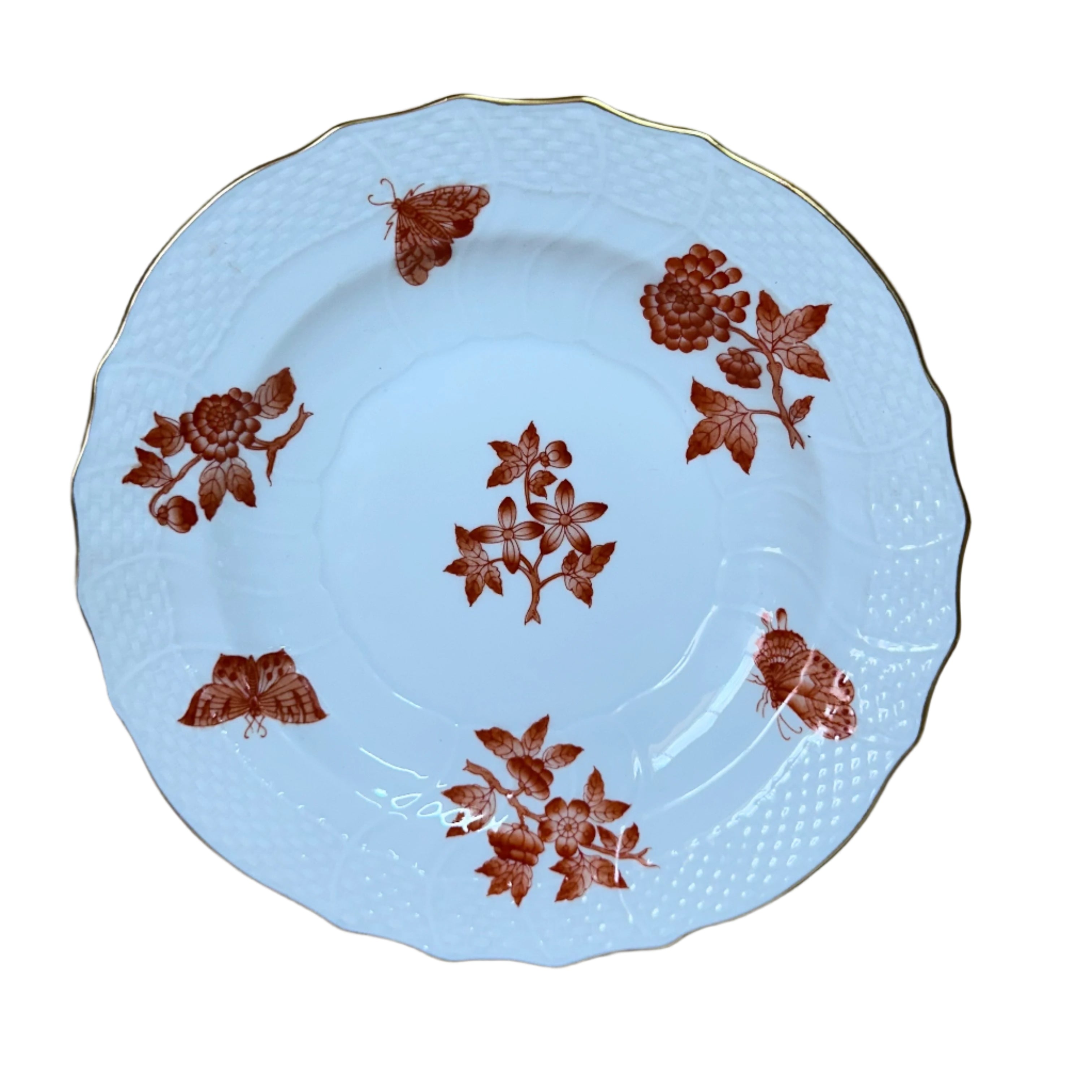 12 pc Herend Fortuna Rust Porcelain Salad Plate 1518/YAH