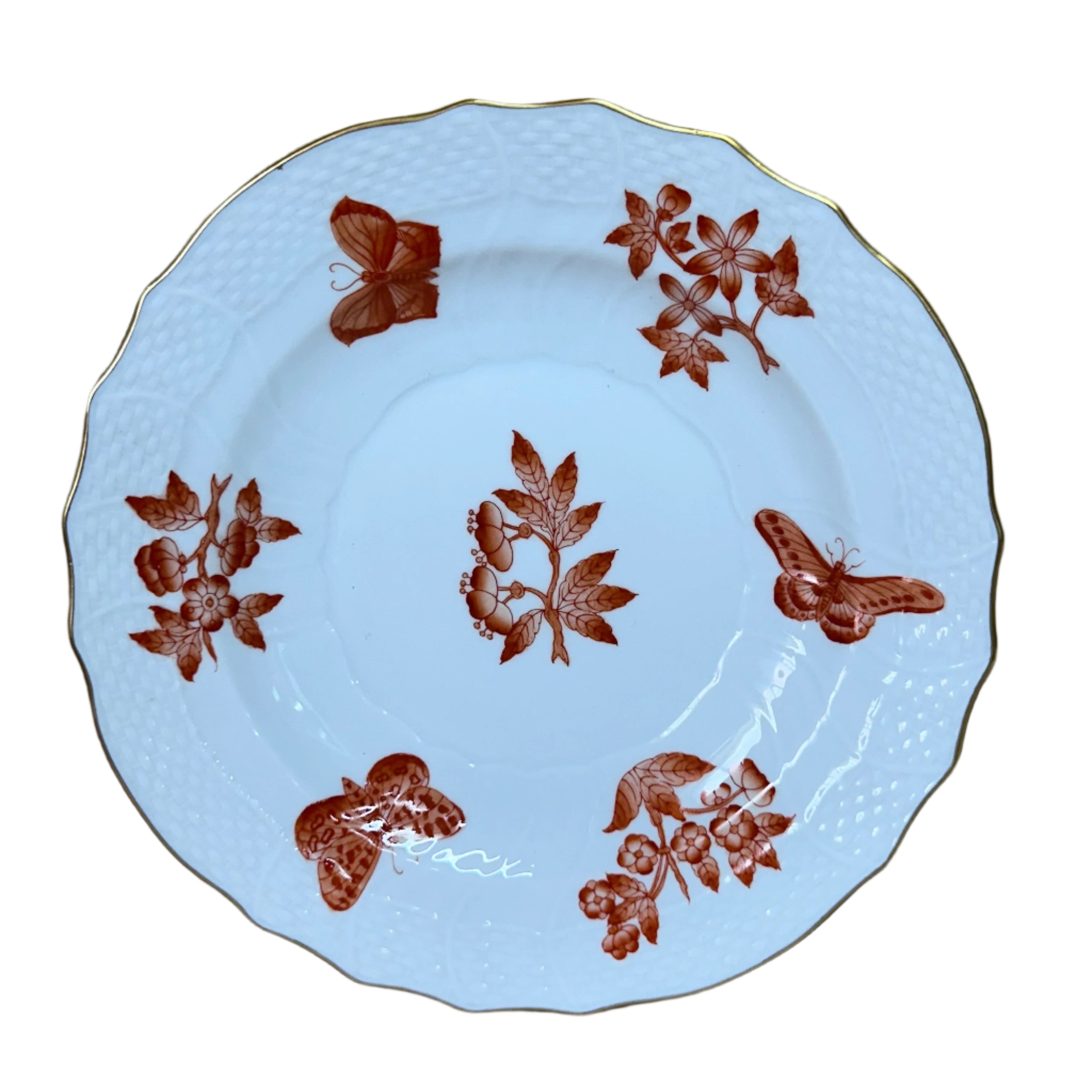 12 pc Herend Fortuna Rust Porcelain Salad Plate 1518/YAH