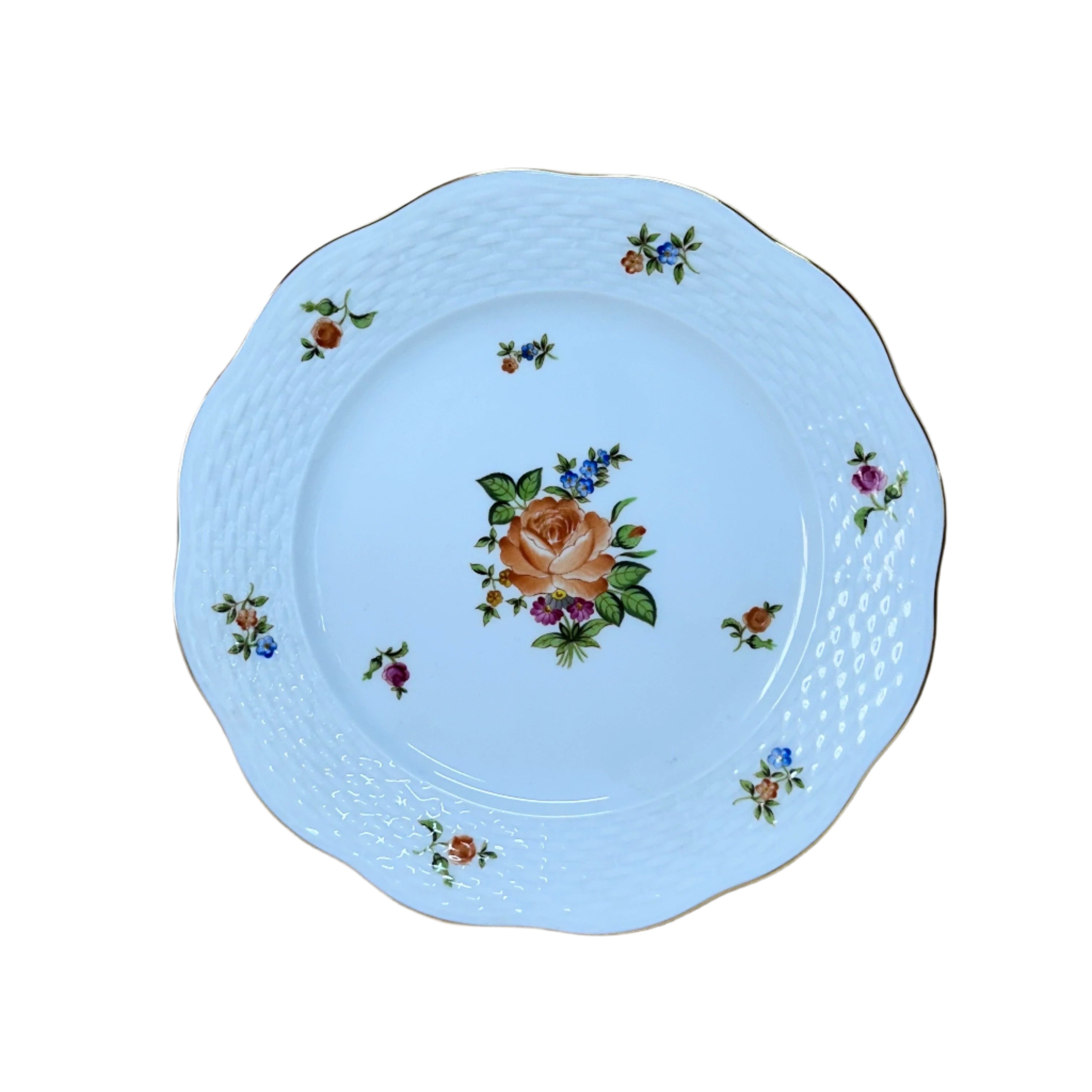 6 pc Herend Small Bunch of Roses Porcelain Dinner Place Setting