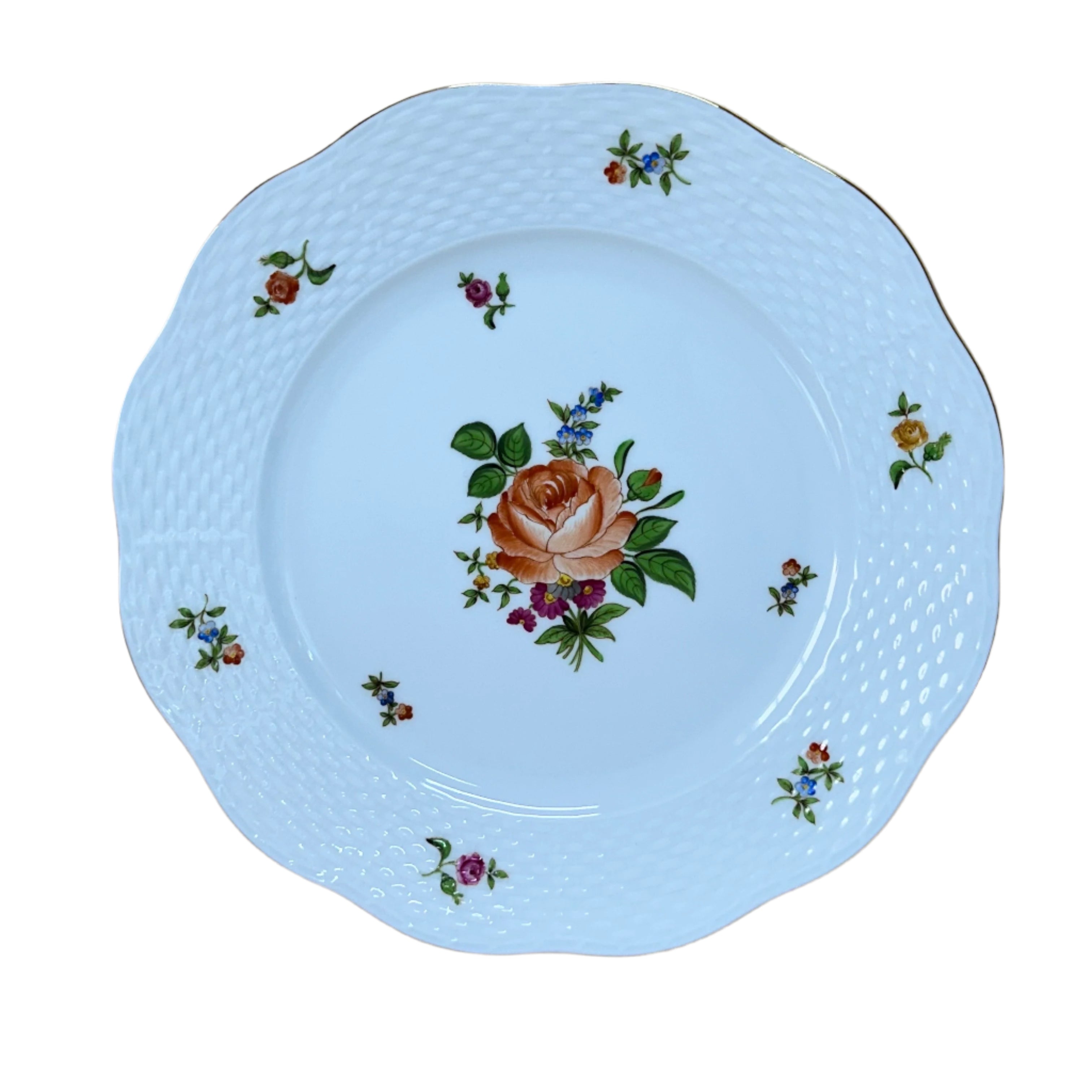 6 pc Herend Small Bunch of Roses Porcelain Dinner Place Setting