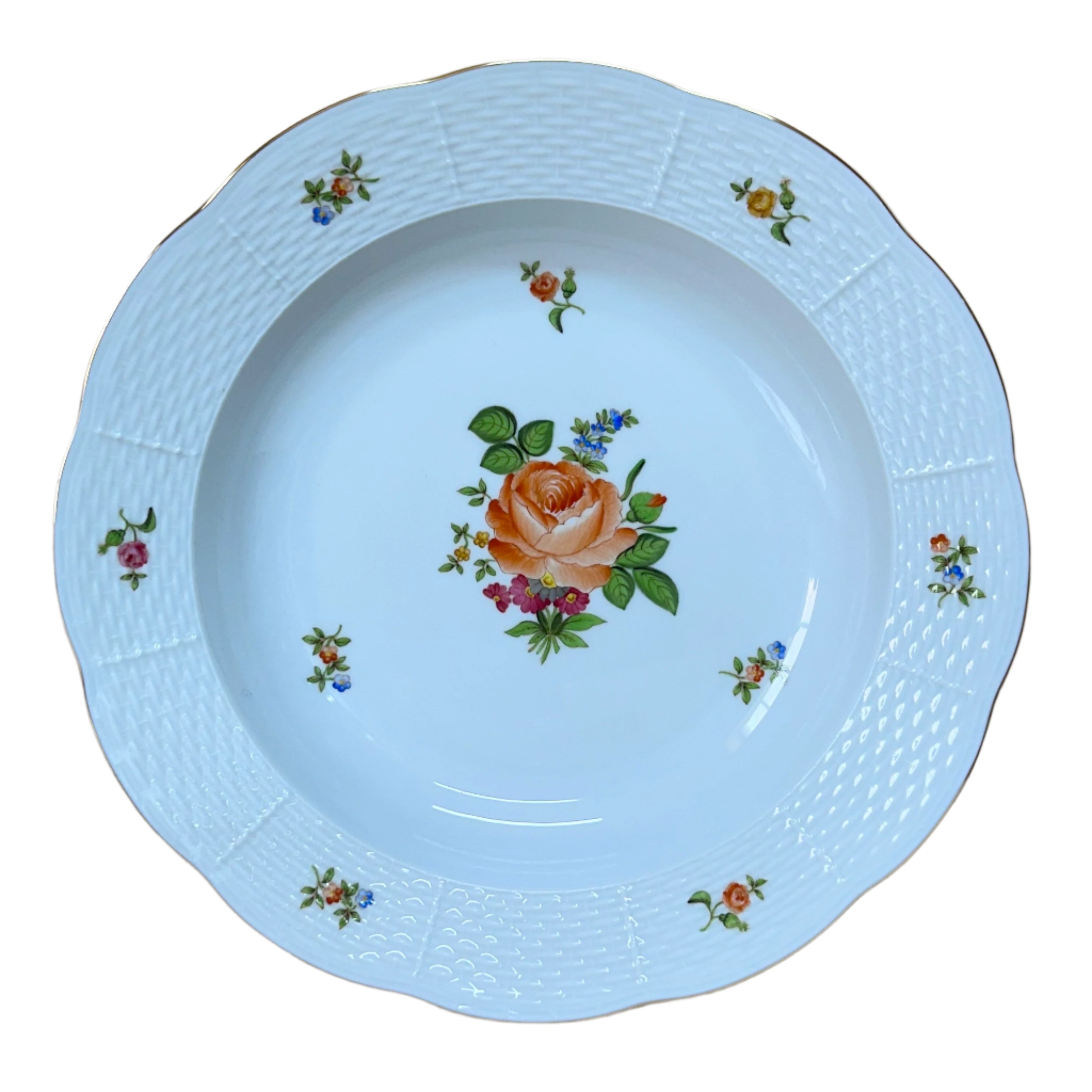 6 pc Herend Small Bunch of Roses Porcelain Dinner Place Setting