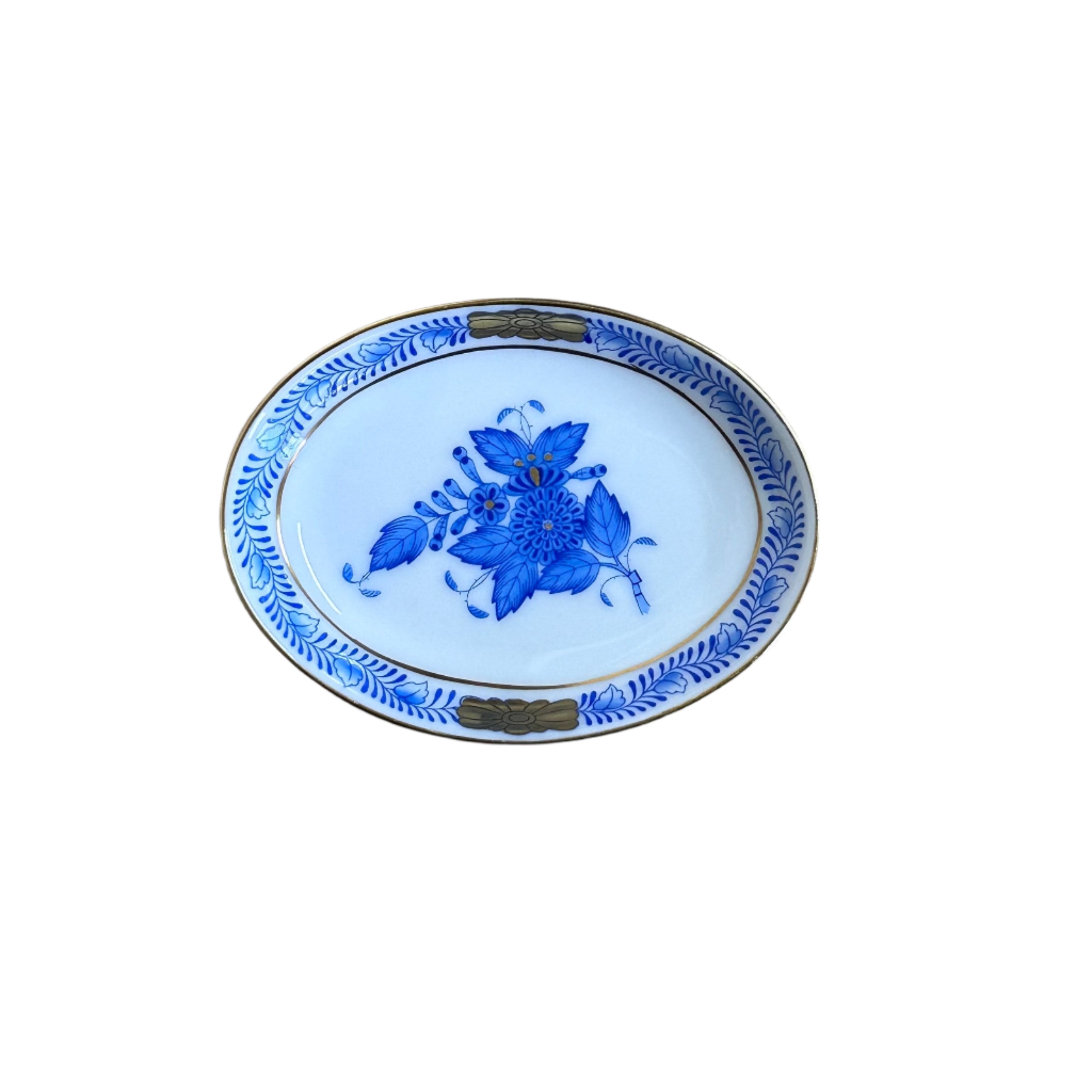 Herend Chinese Bouquet Blue Porcelain Miniature Small Oval Pin Tray Dish 7782-0-00/AB (Copy)