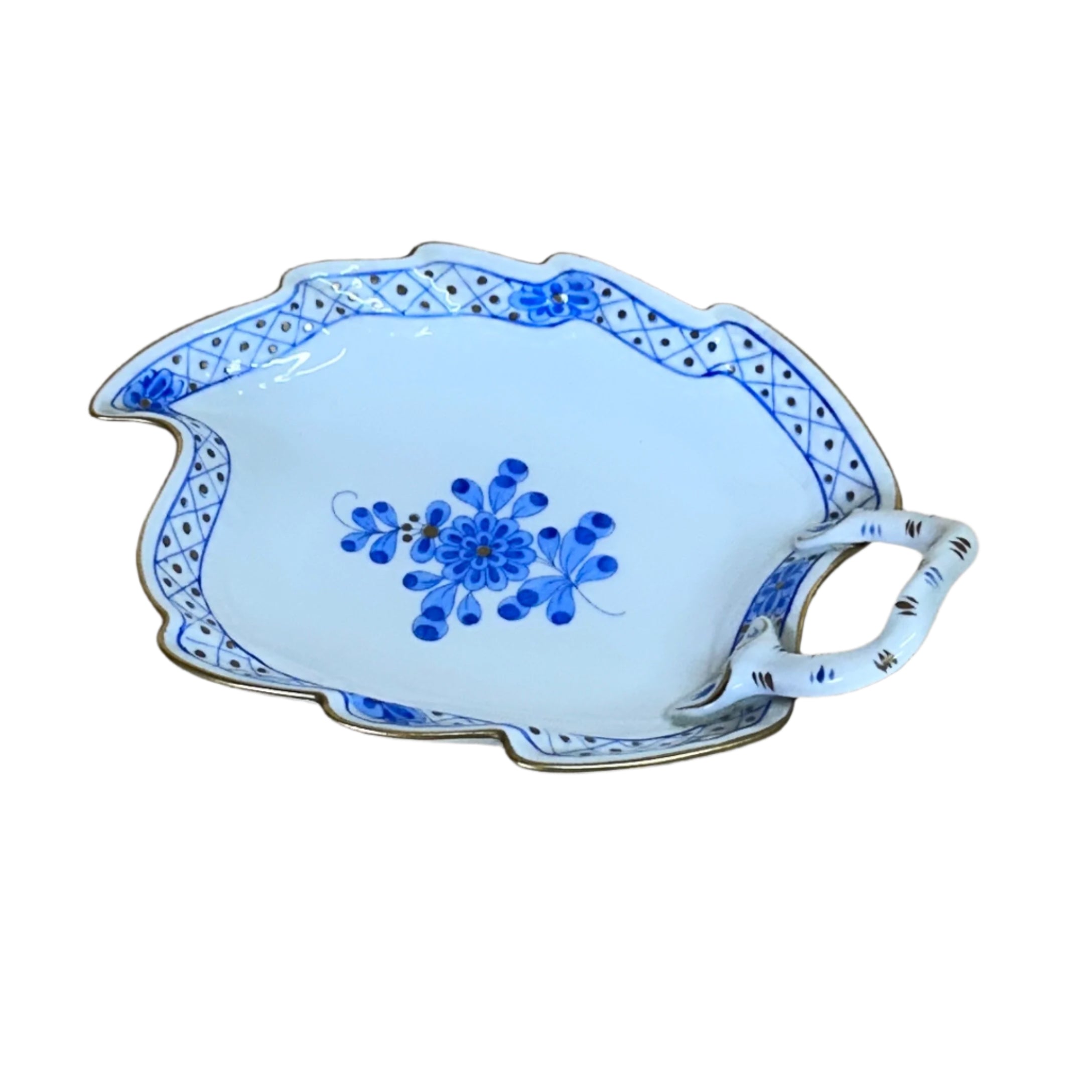 Herend Waldstein Blue Small Leaf Dish 205/WB-3
