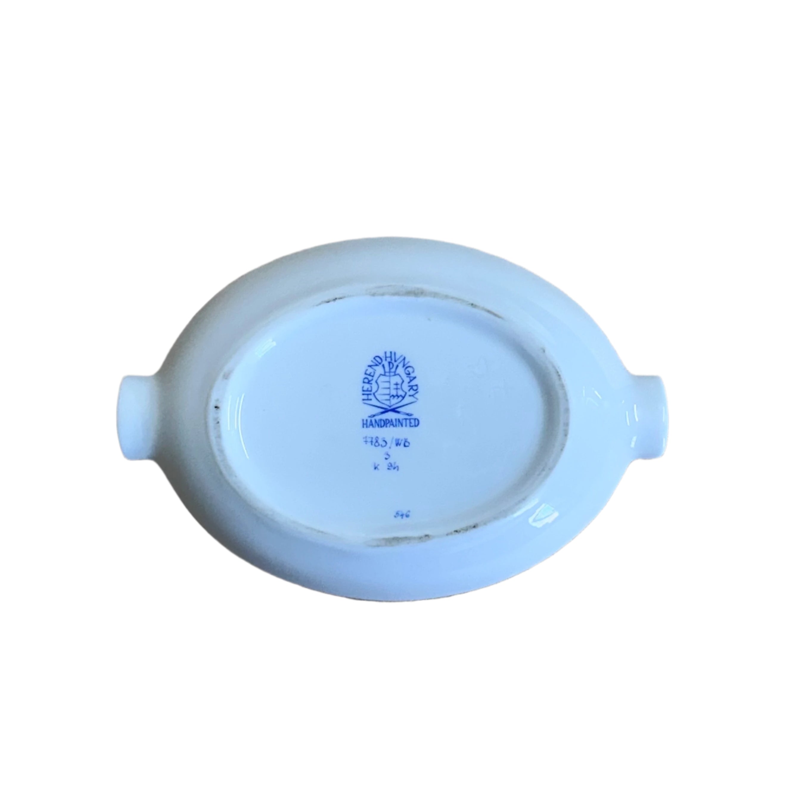 Herend Waldstein Blue Porcelain Oval Ashtray Pin Tray Dish 7783/WB