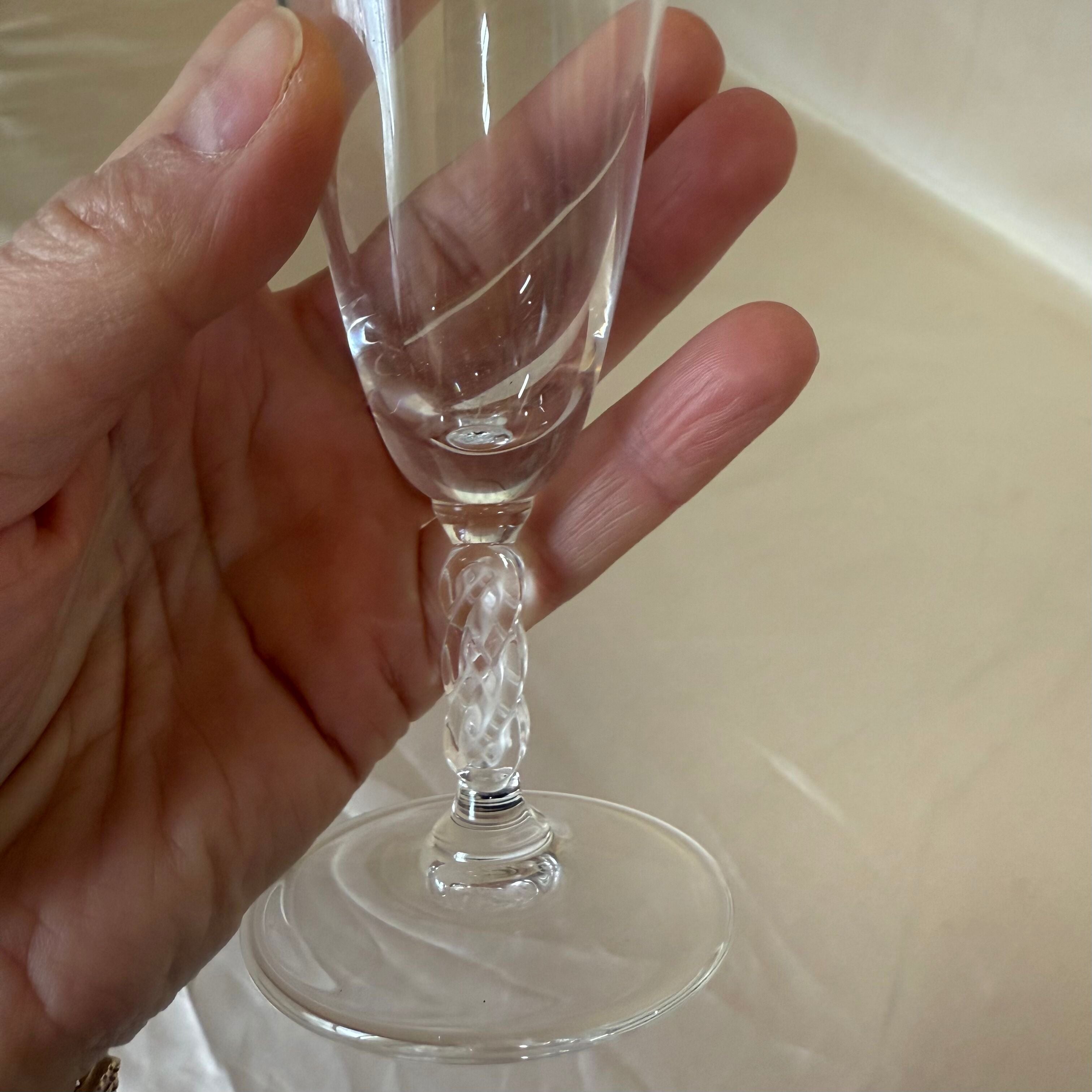 Set of 12 Lalique Guebwiller Crystal Champagne Flutes
