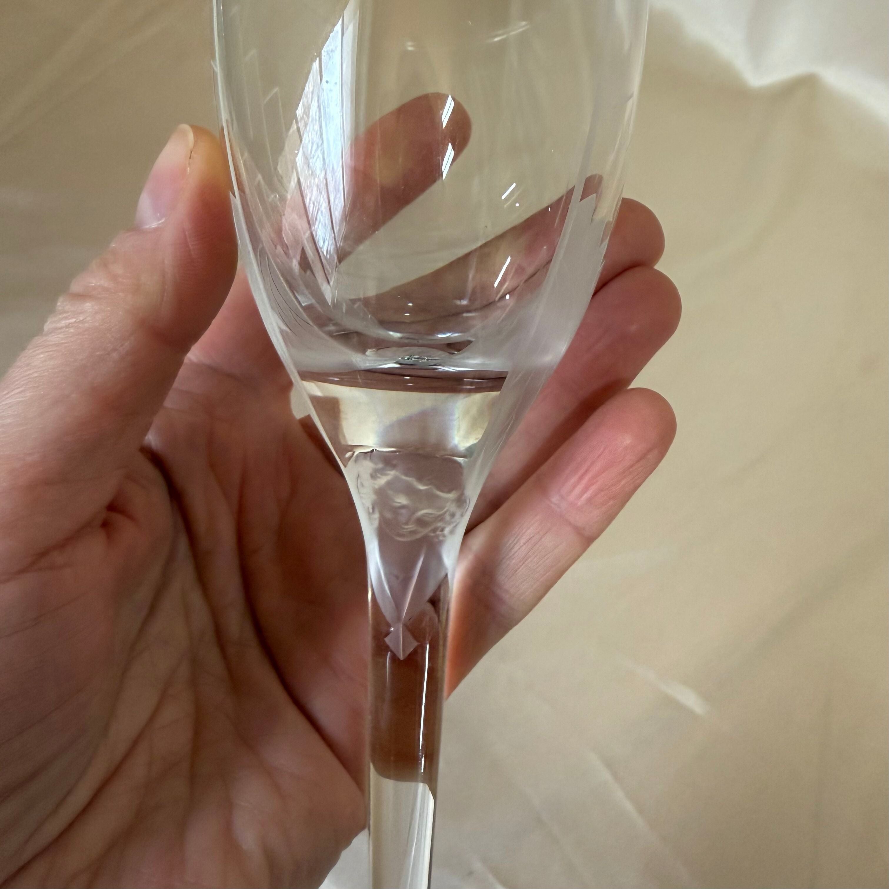 Lalique Angel Ange De Reims Crystal Wine Champagne Glass Set of 6
