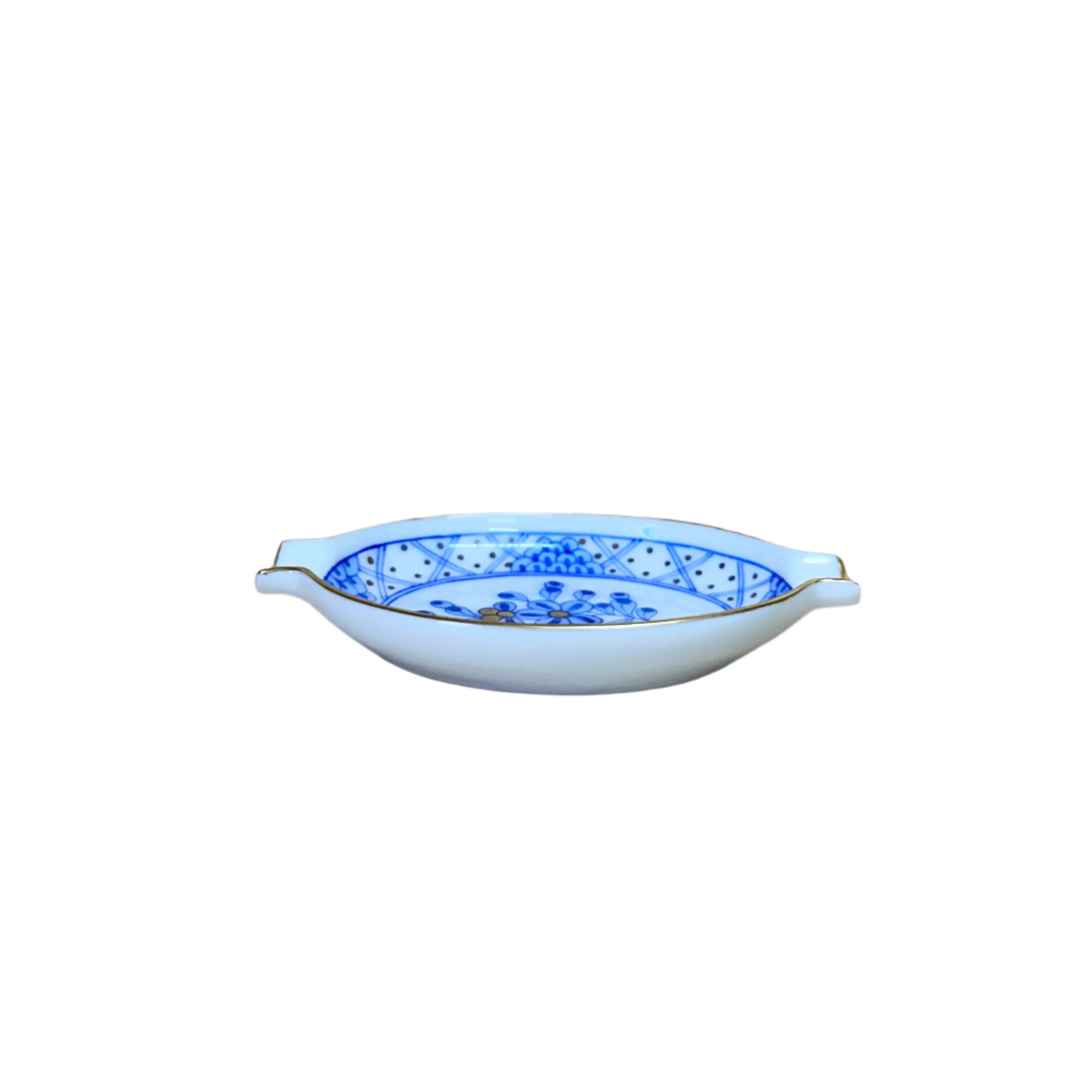 Herend Waldstein Blue Porcelain Miniature Small Oval Ashtray Pin Tray Dish 7785/WB