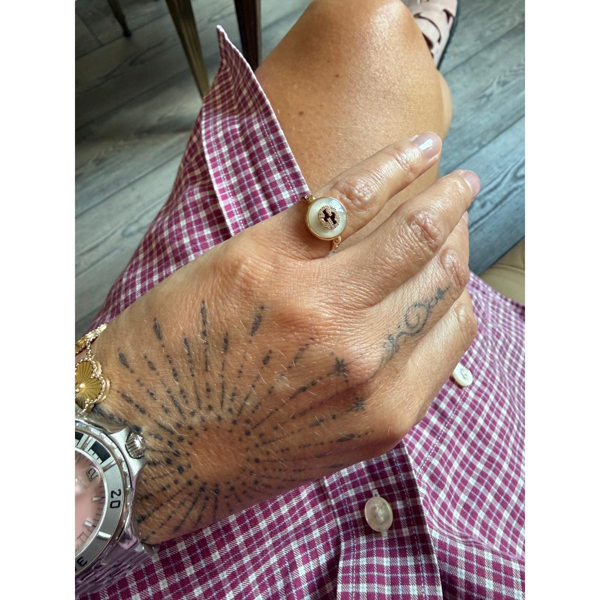 Gucci Interlocking G 18K Rose Gold Diamond MOP Ring