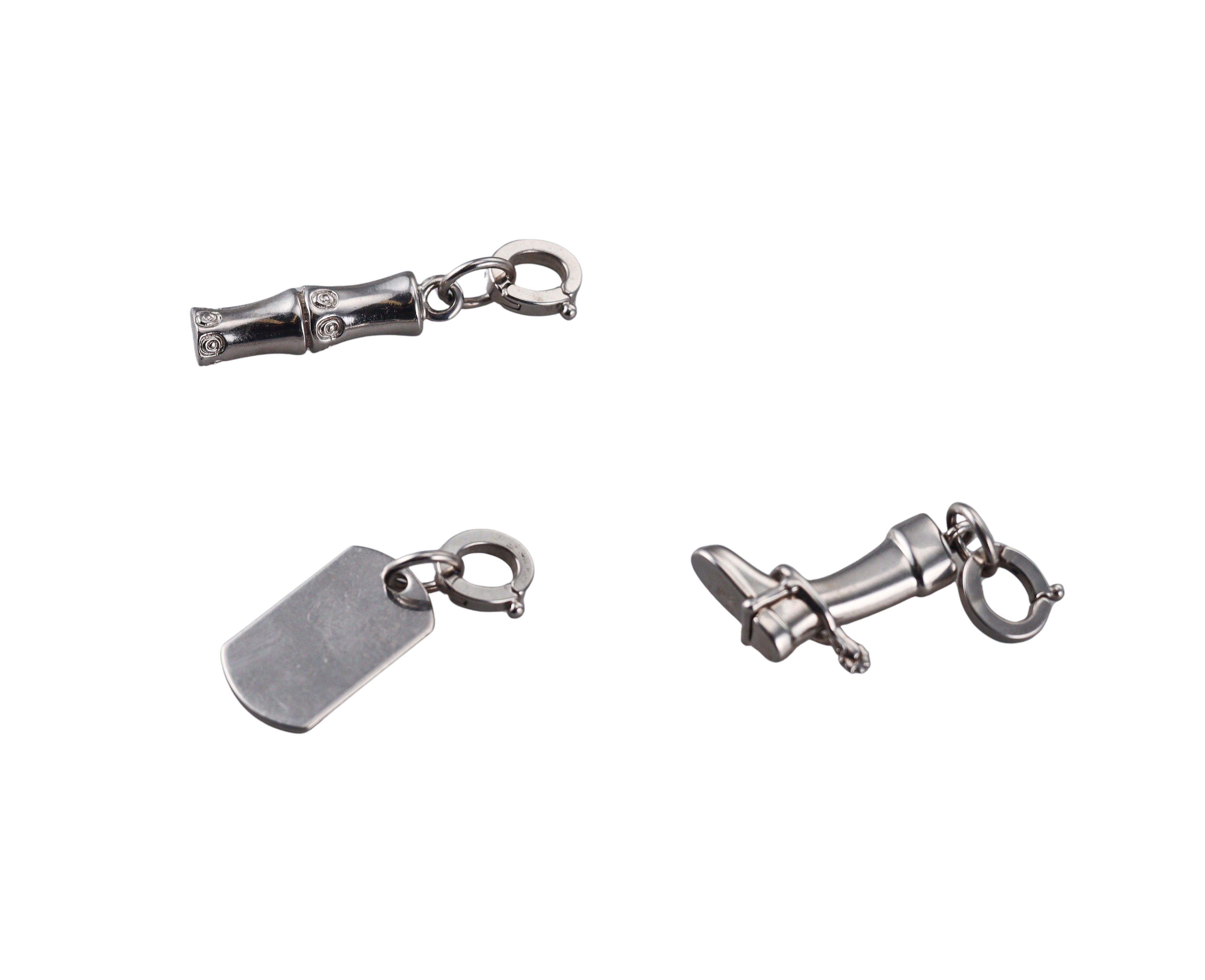Gucci Stainless Steel Bamboo Tag Boot Charm Lot of 3