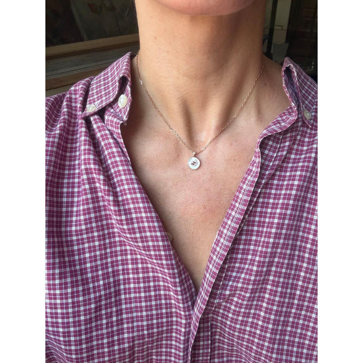 Gucci Interlocking G 18K Gold Diamond Mother Of Pearl Pendant Necklace