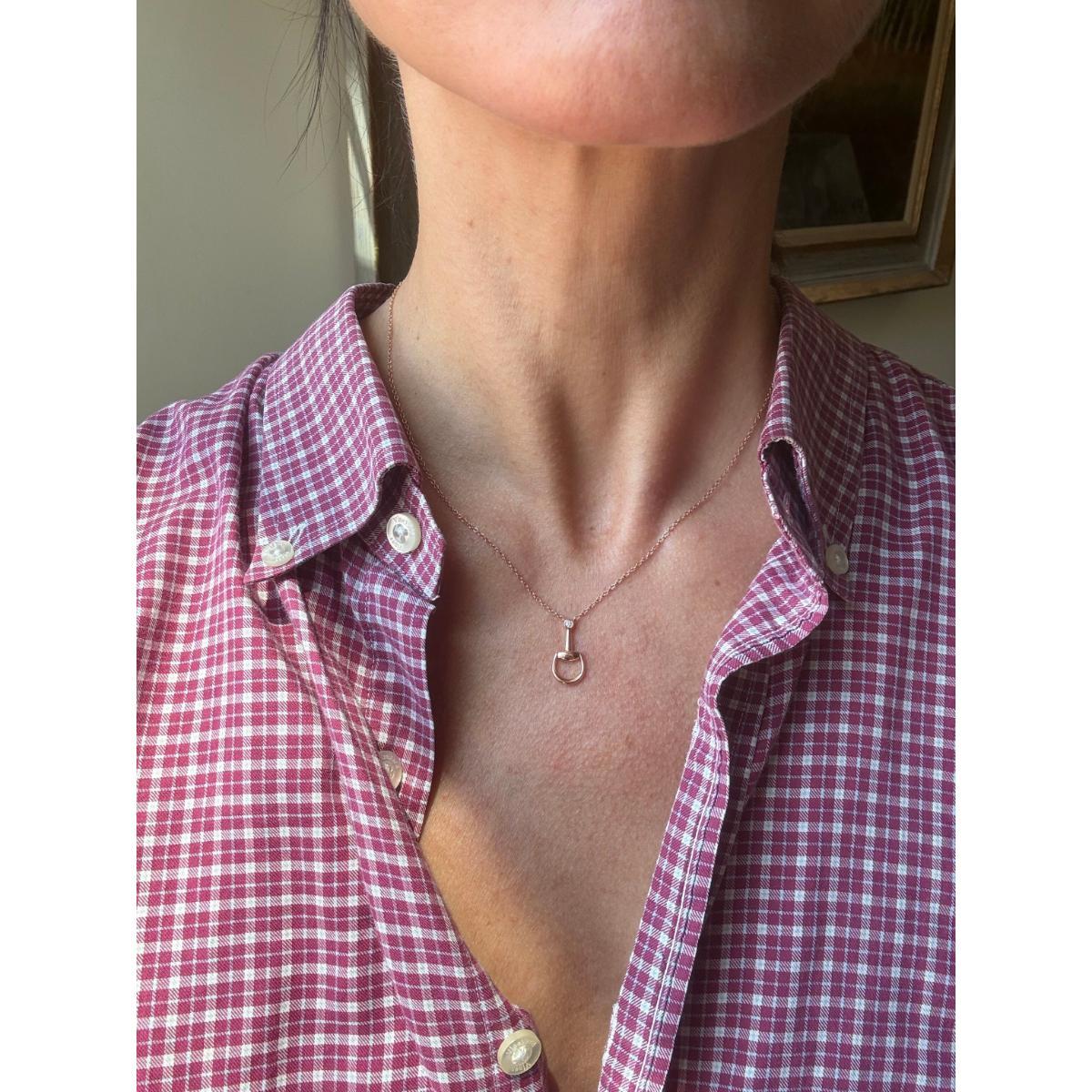 Gucci Horsebit 18K Rose Gold Diamond Pendant Necklace