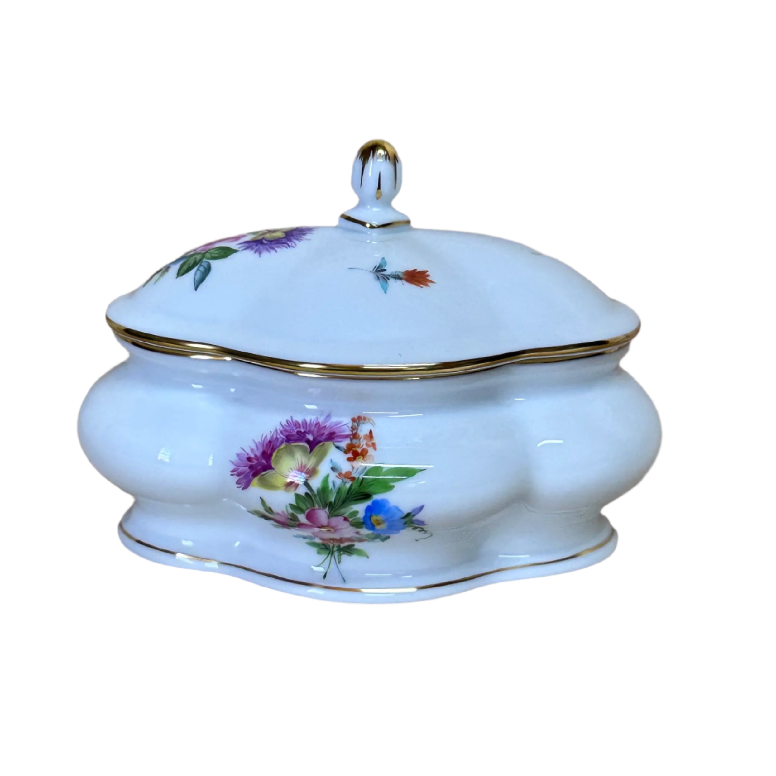 Herend Saxonian Boquet Bon Bon Oval Box & Lid 6060/BS