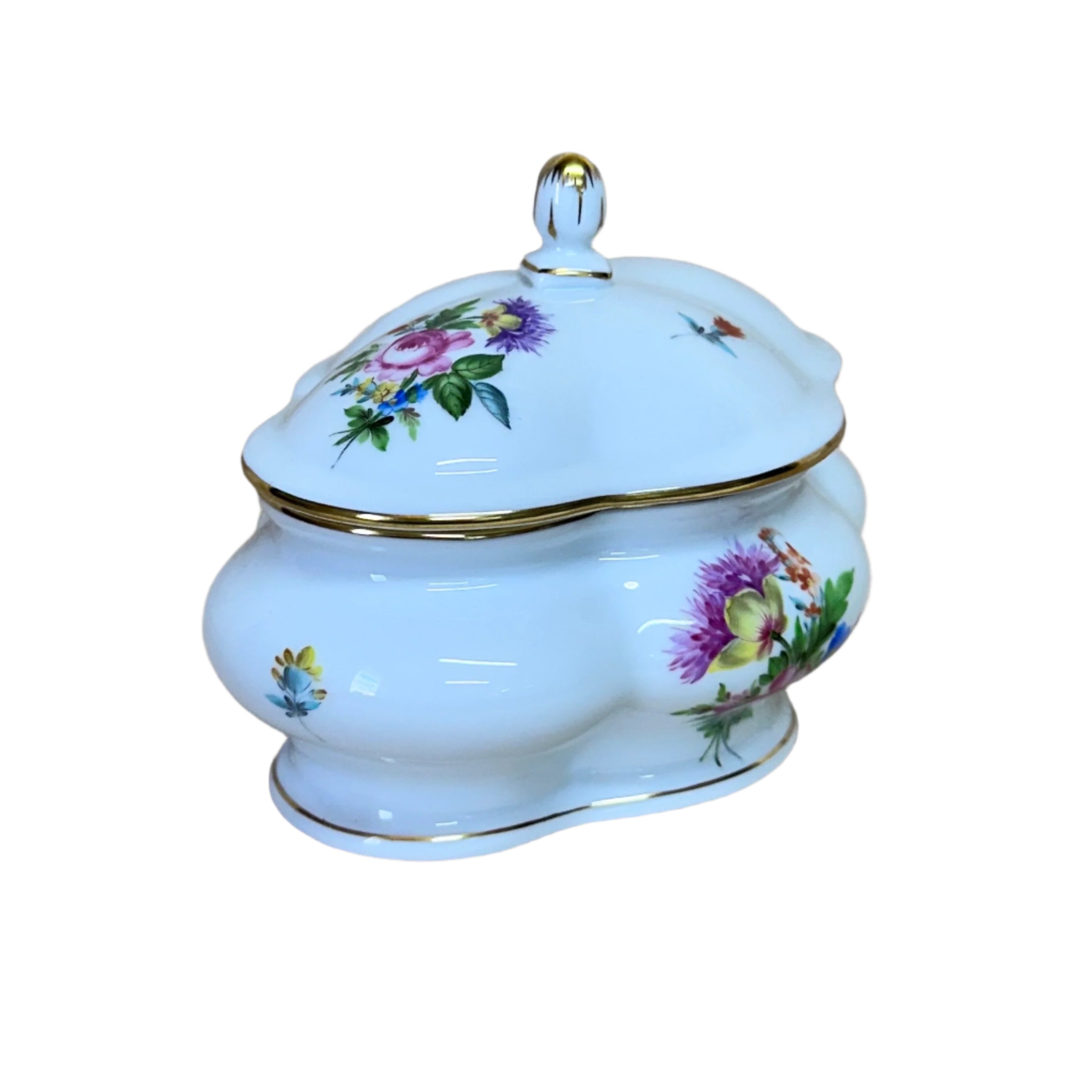 Herend Saxonian Boquet Bon Bon Oval Box & Lid 6060/BS