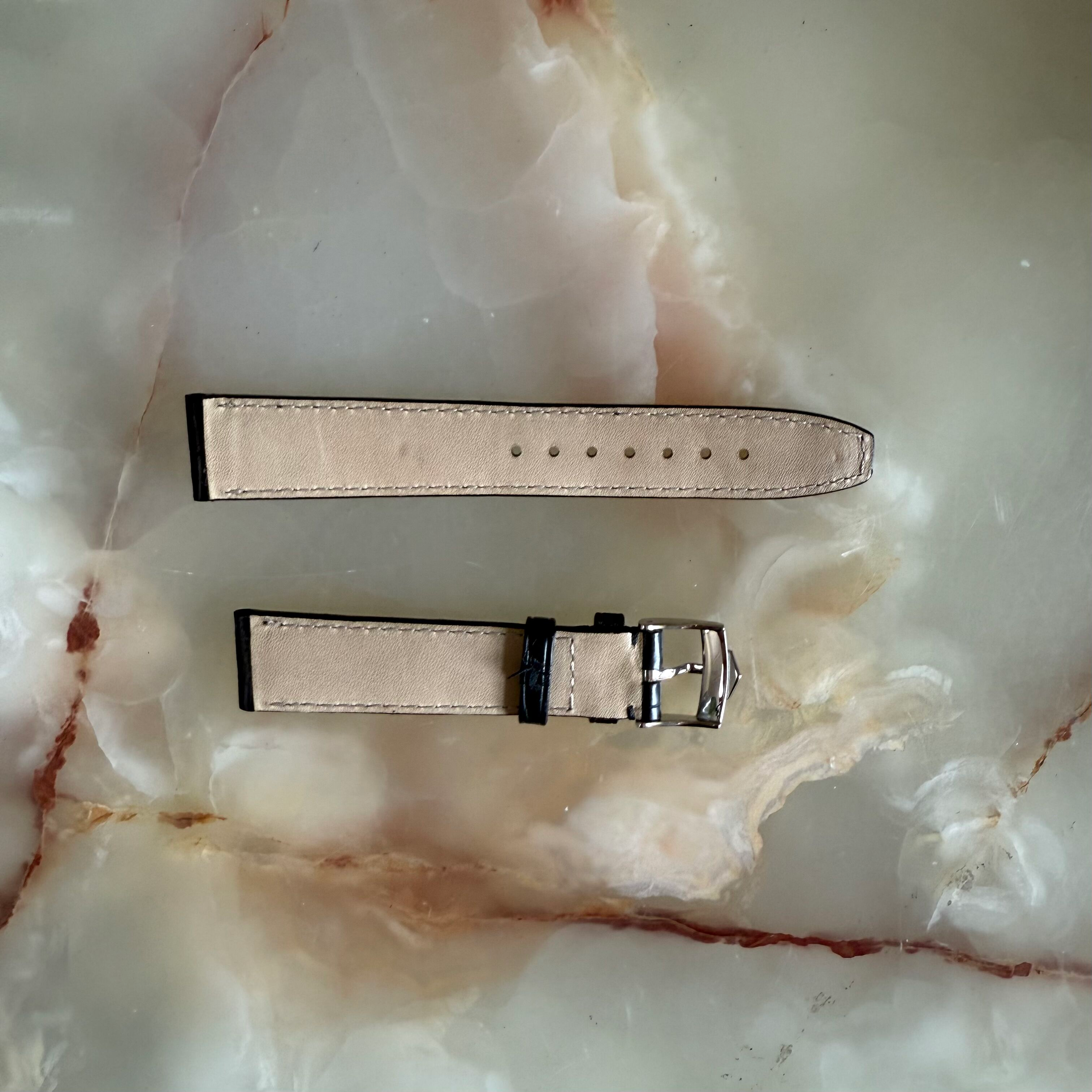 Authentic TAGHeuer Black Crocodile Watch Strap Band 18mm with Buckle