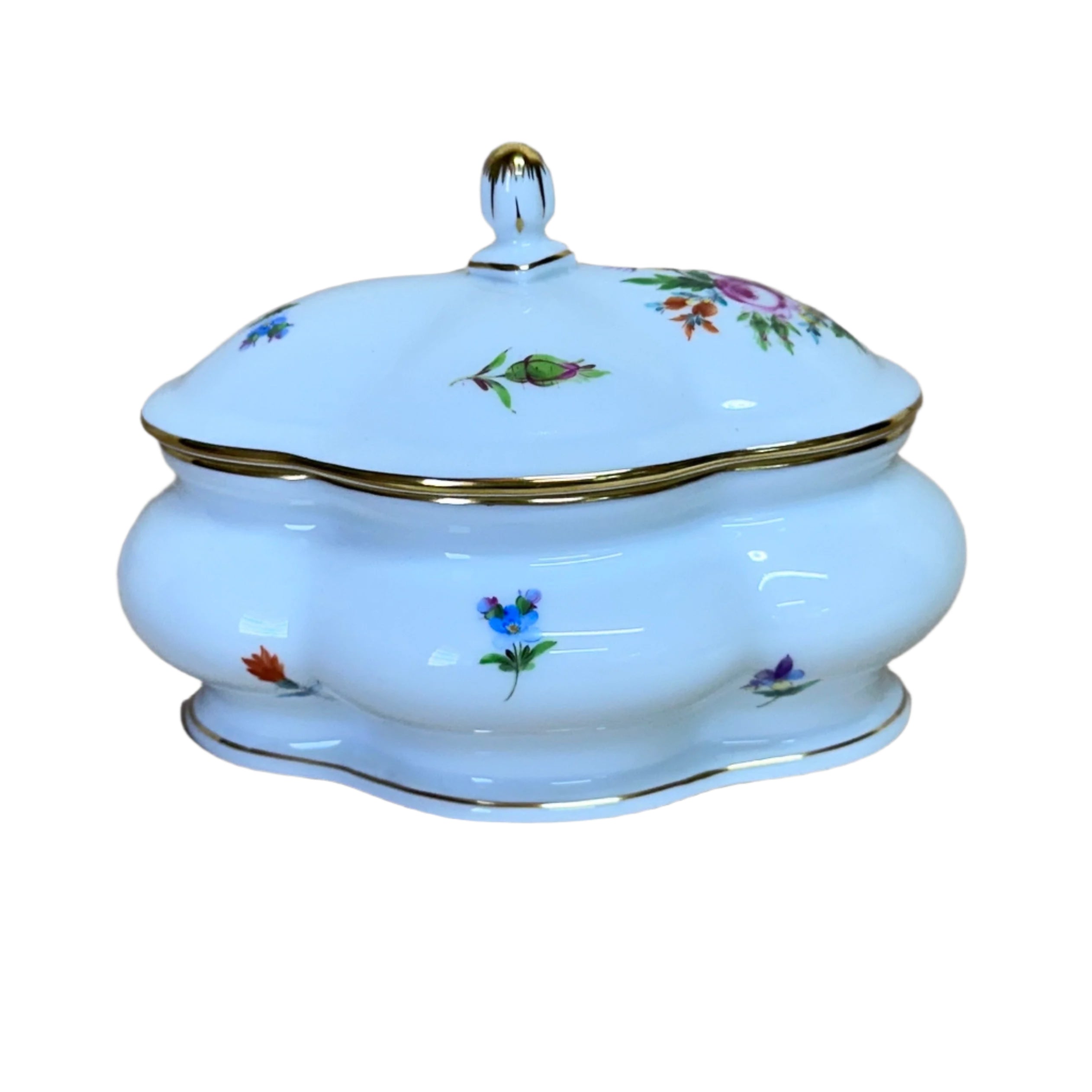 Herend Saxonian Boquet Bon Bon Oval Box & Lid 6060/BS