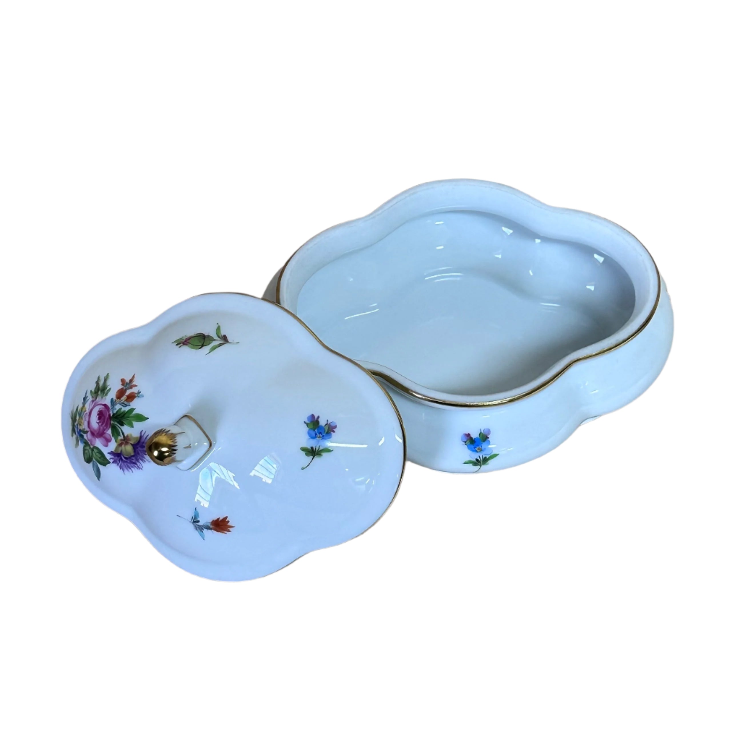 Herend Saxonian Boquet Bon Bon Oval Box & Lid 6060/BS