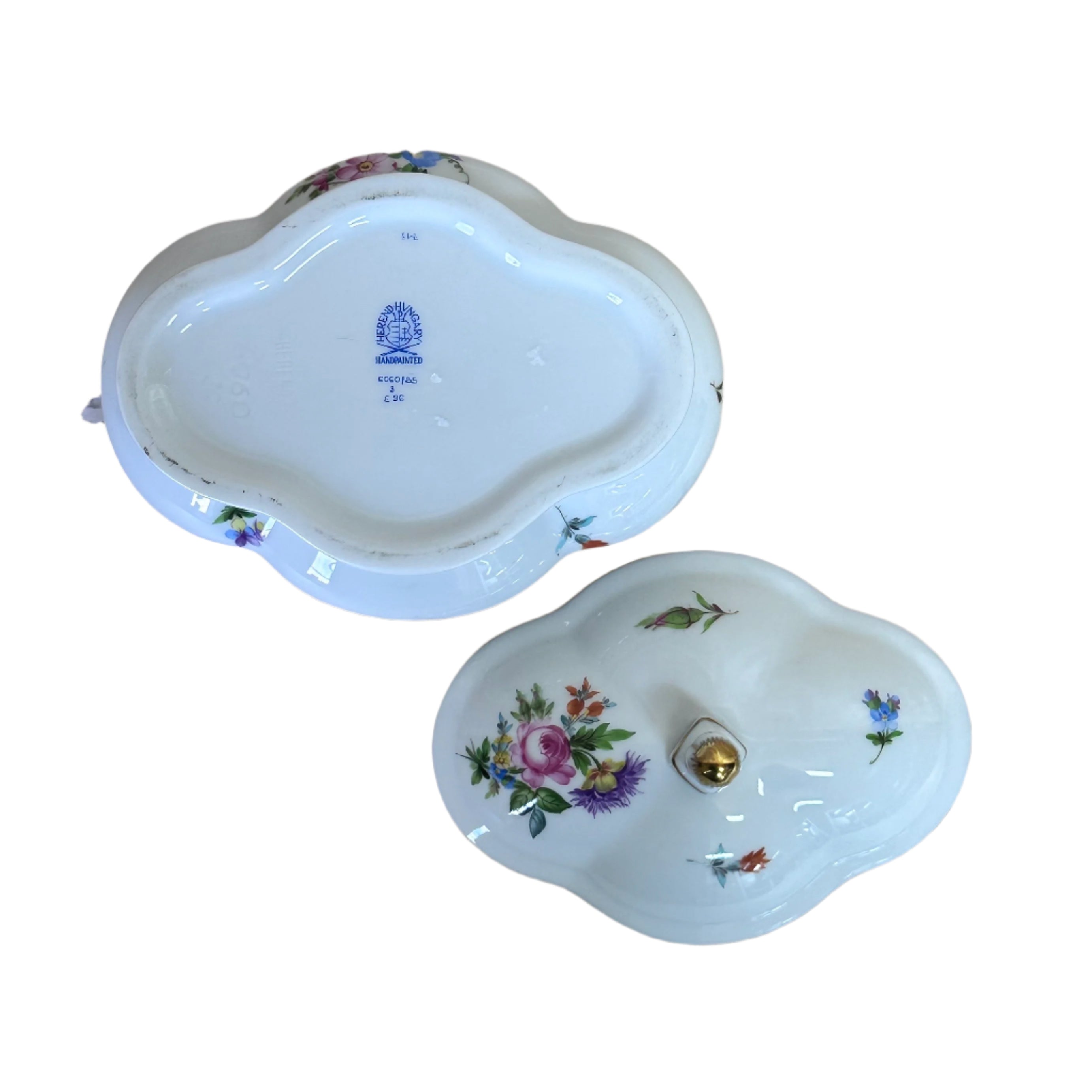 Herend Saxonian Boquet Bon Bon Oval Box & Lid 6060/BS