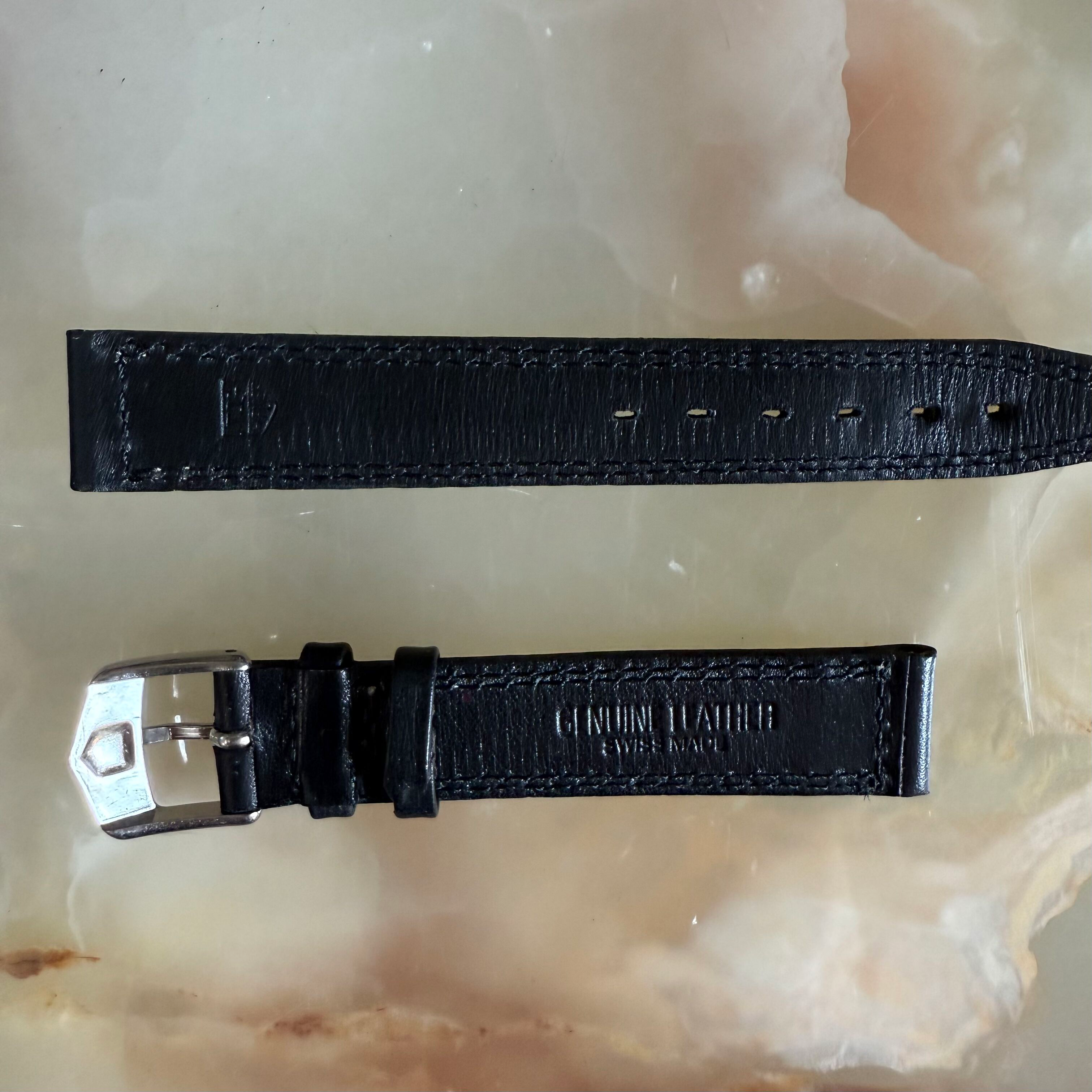 Authentic TAGHeuer Black Genuine Leather Watch Strap Band 15mm with Buckle