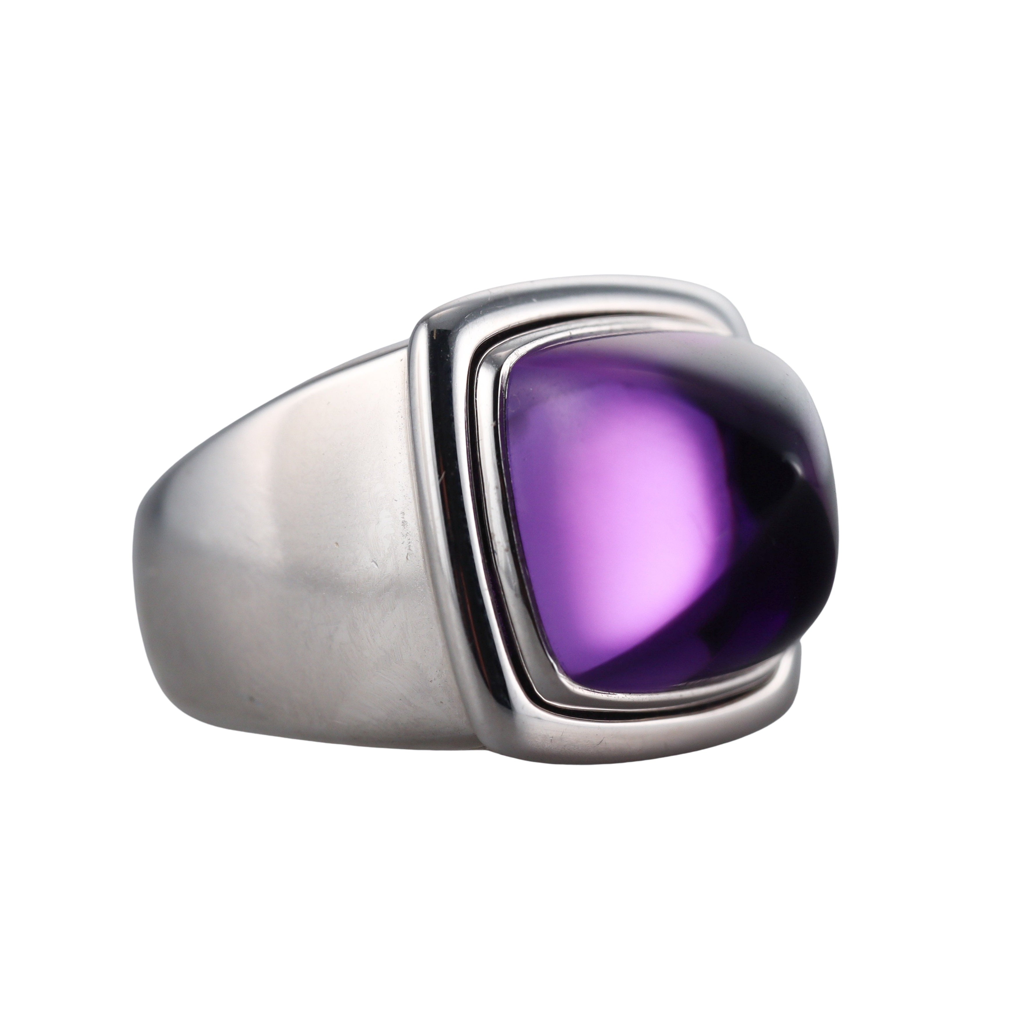 Fred Paris Pain de Sucre 18k White Gold Amethyst Ring Large Model