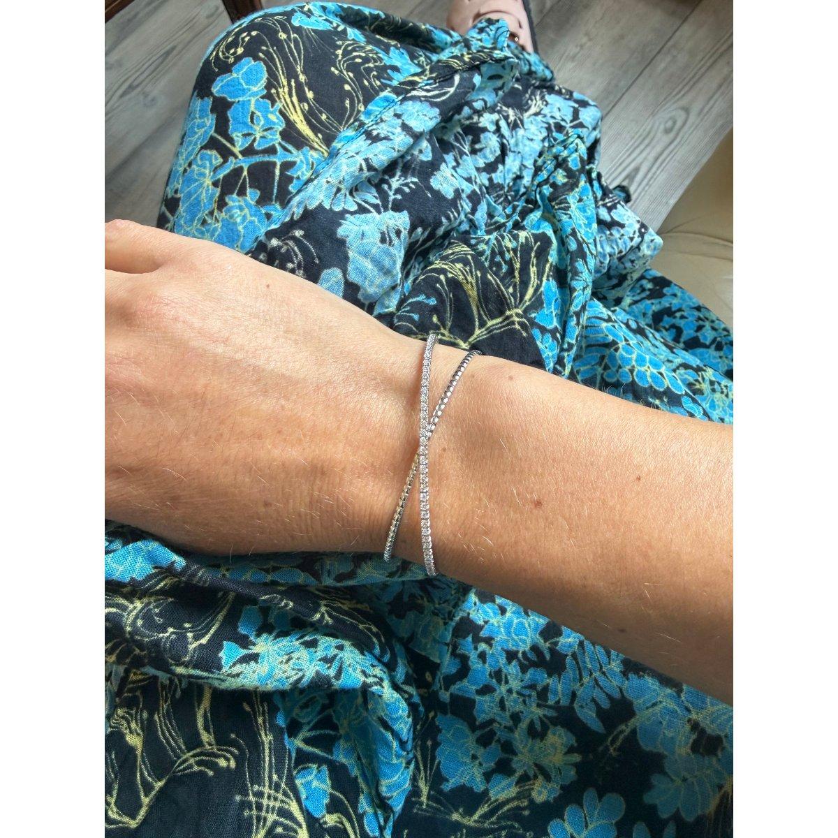 Memoire CrissCross Flex 18k Gold Diamond Cuff Bracelet