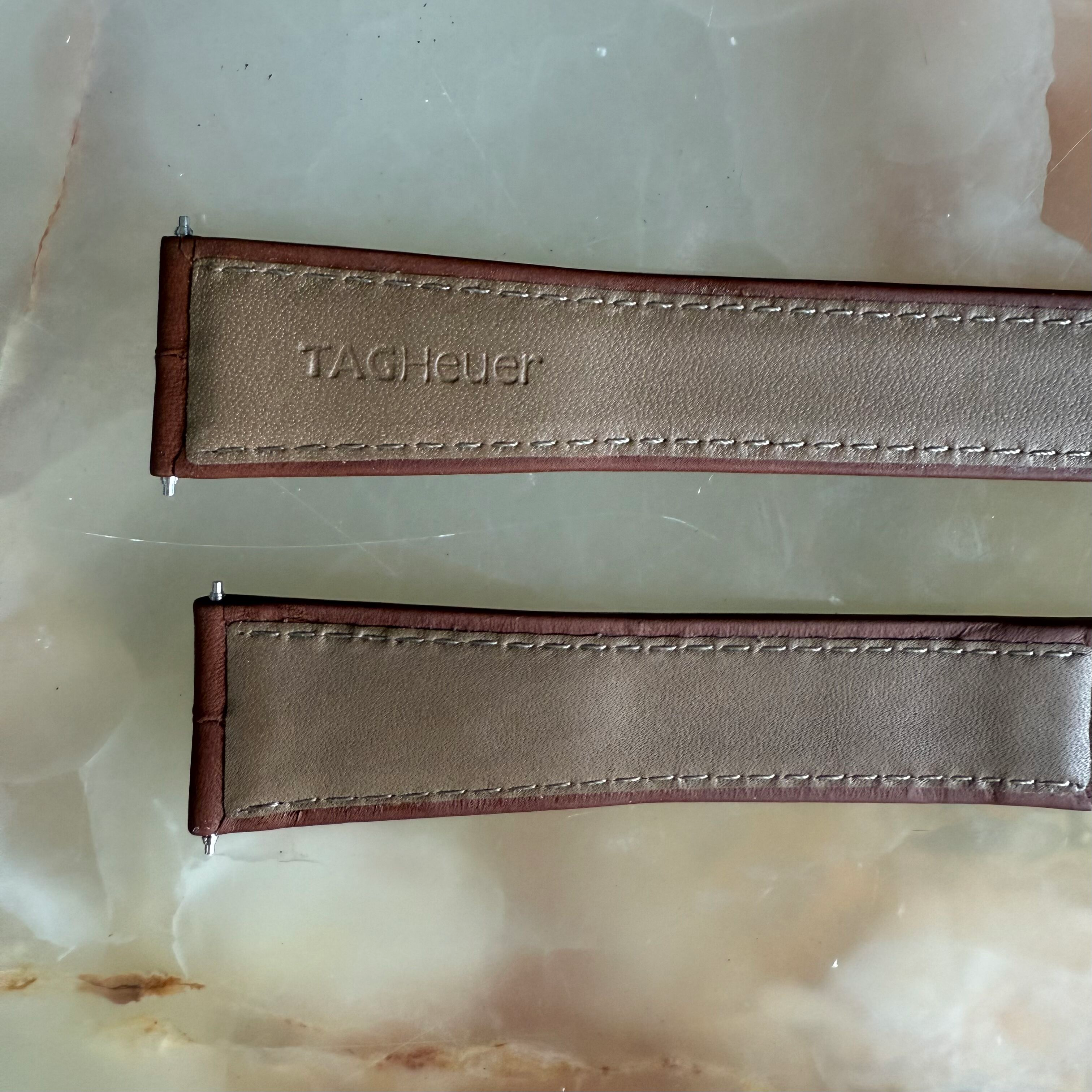 Authentic TAG Heuer S/EL Sports Brown Leather Watch Strap Band 20mm FC6006