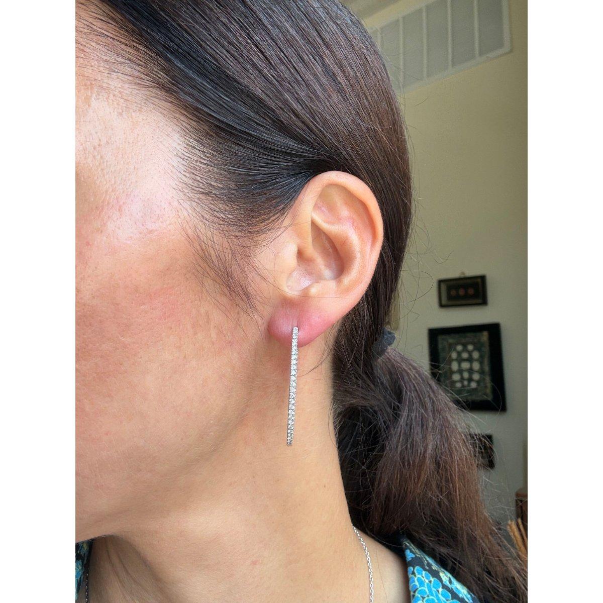 Memoire 18k Gold Inside Out Diamond Oval Hoop Earrings