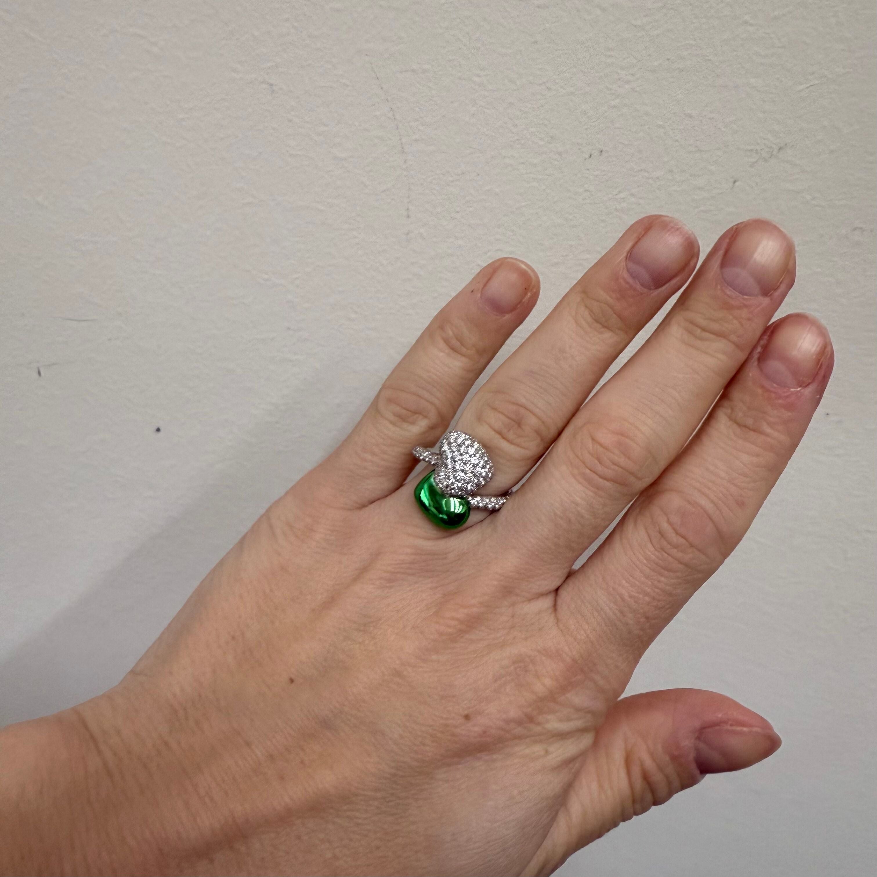 RCM 18k Gold Diamond Enamel Heart Bypass Ring