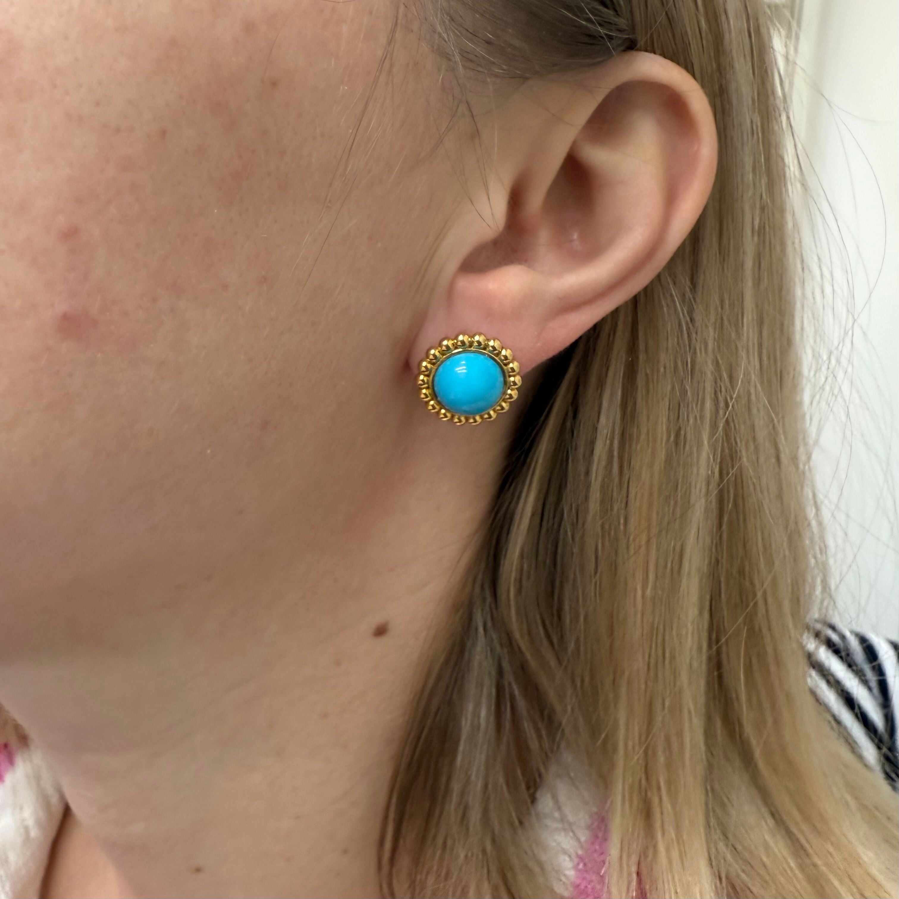 18k Gold Turquoise Stud Earrings