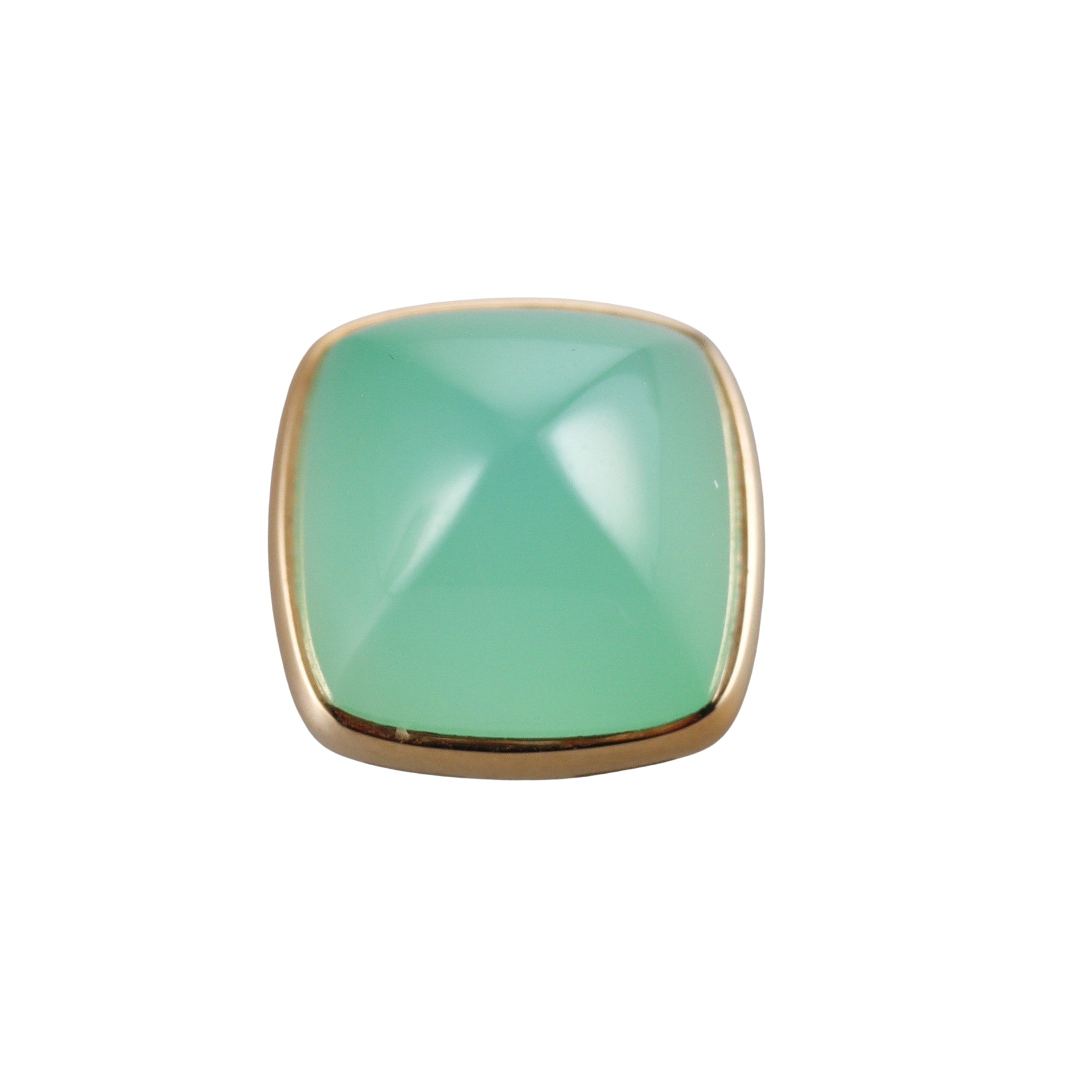 Fred Paris Pain de Sucre 18k Gold Chrysoprase Cabochon Ring Top