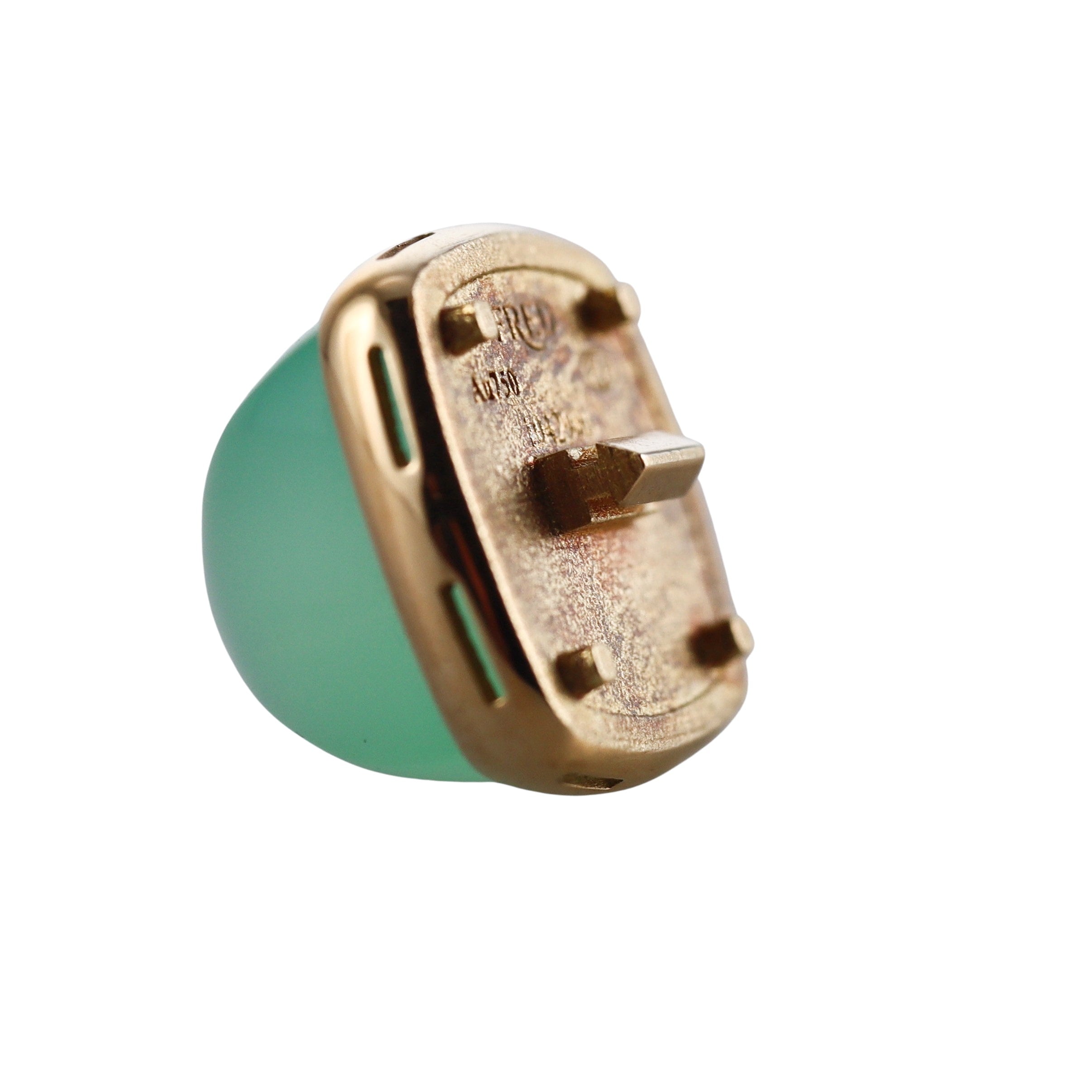 Fred Paris Pain de Sucre 18k Gold Chrysoprase Cabochon Ring Top
